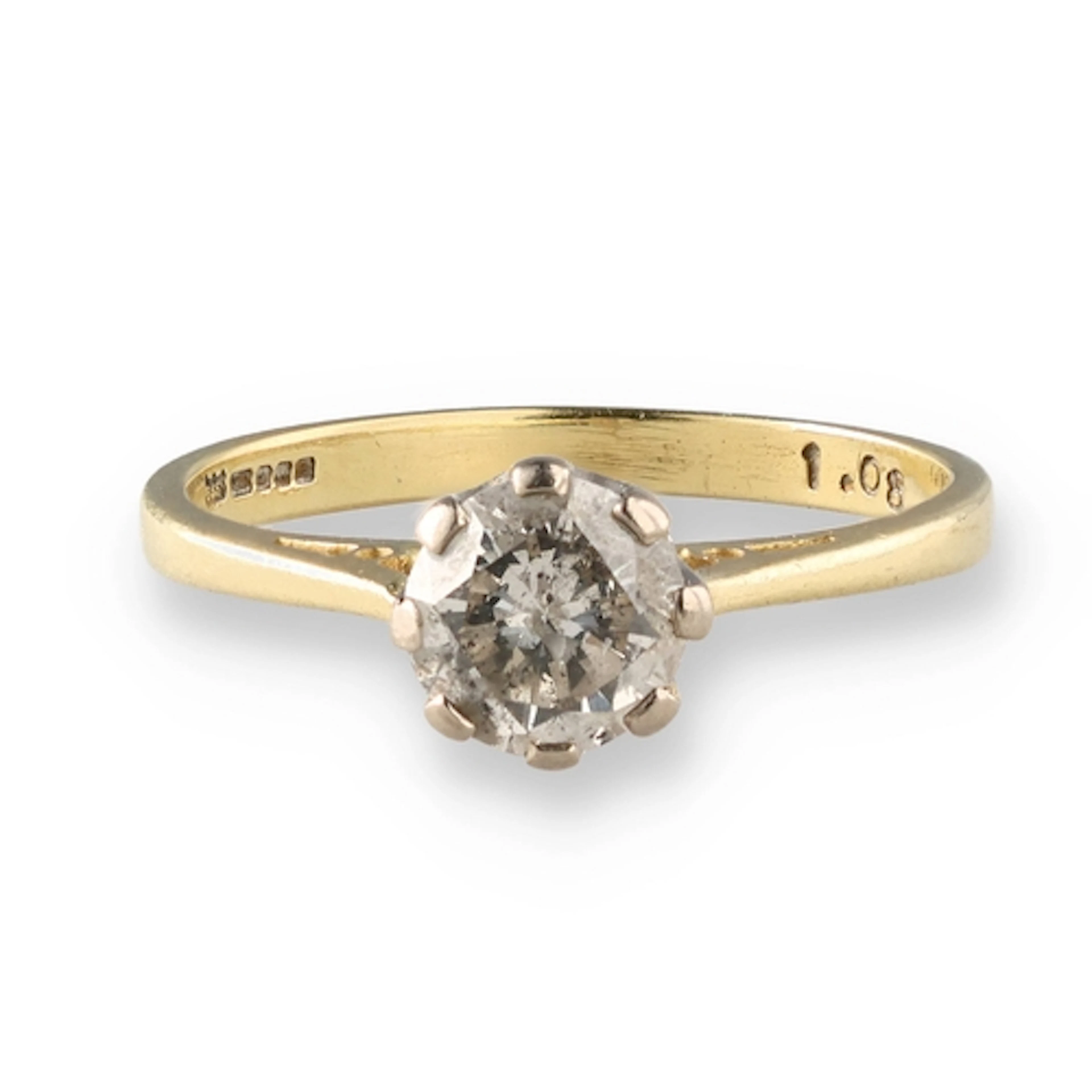 A SOLITAIRE DIAMOND RING APPROXIMATELY 1CT Set in gold ring....
