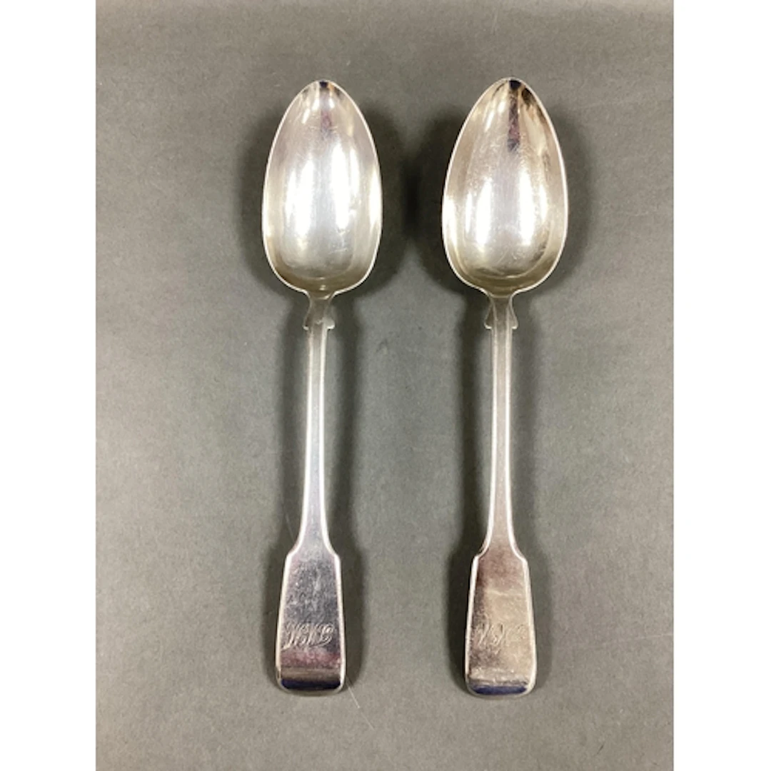 A Pair of Victorian Hallmarked Silver Fiddle Pattern Table S...