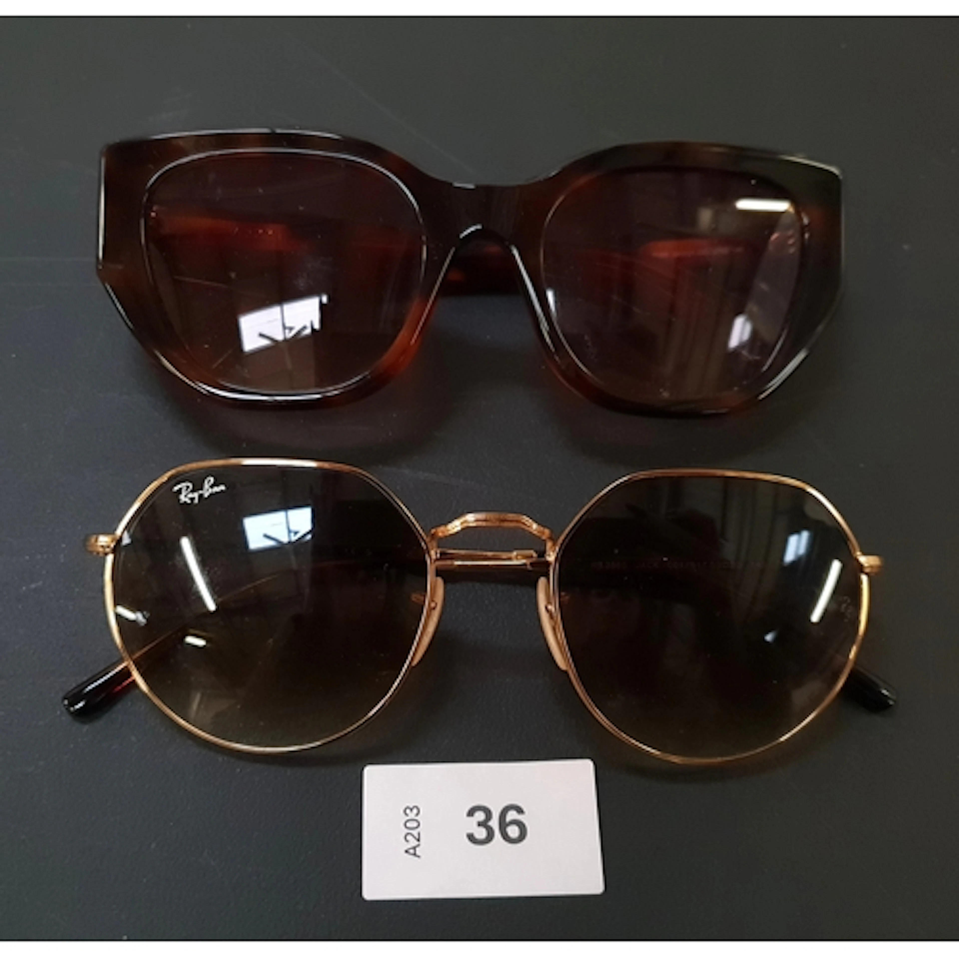 TWO PAIRS OF SUNGLASSES INC. RAY BAN RB3565 JACK, NINA RICCI