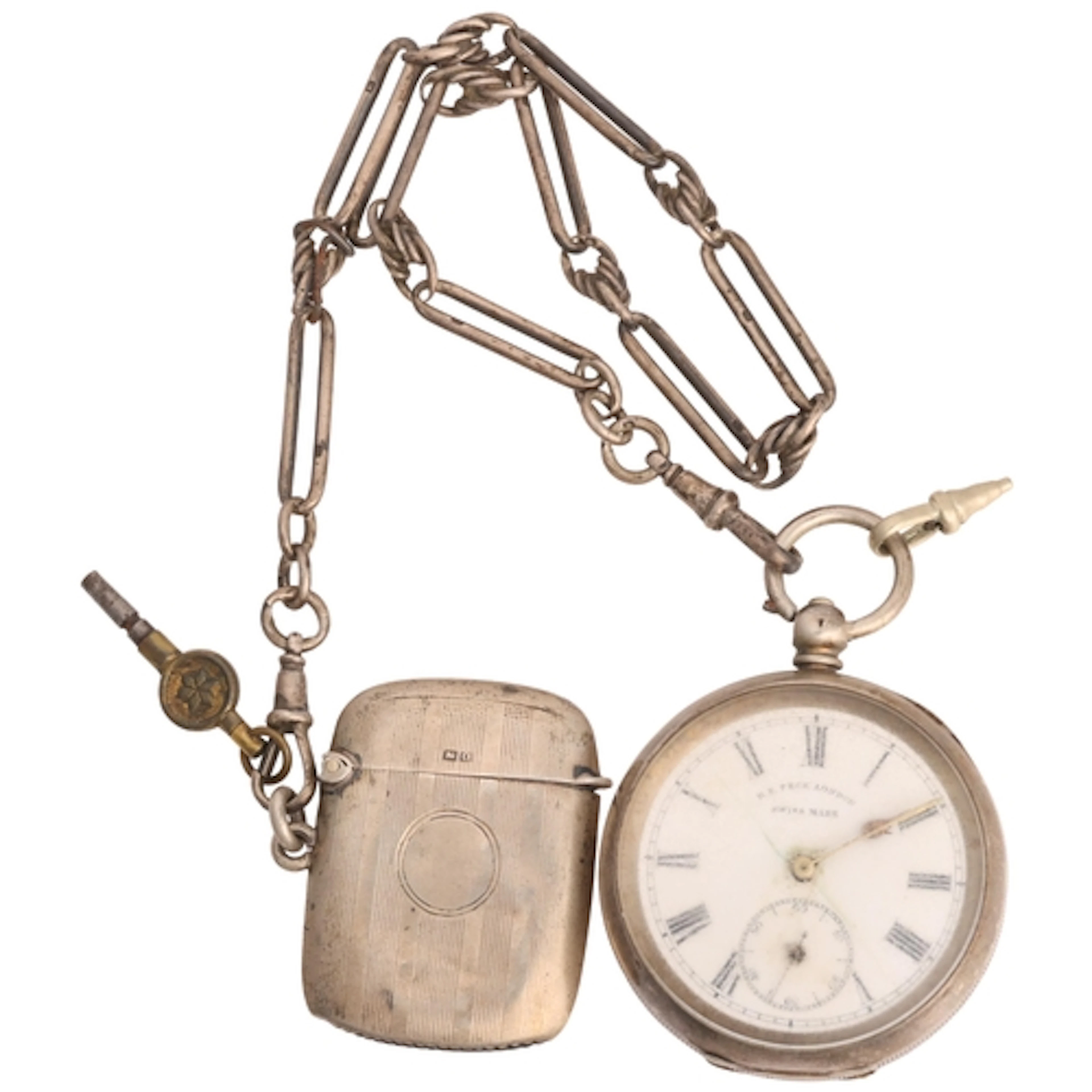 A Swiss silver open-face key-wind pocket watch, retailed by ...