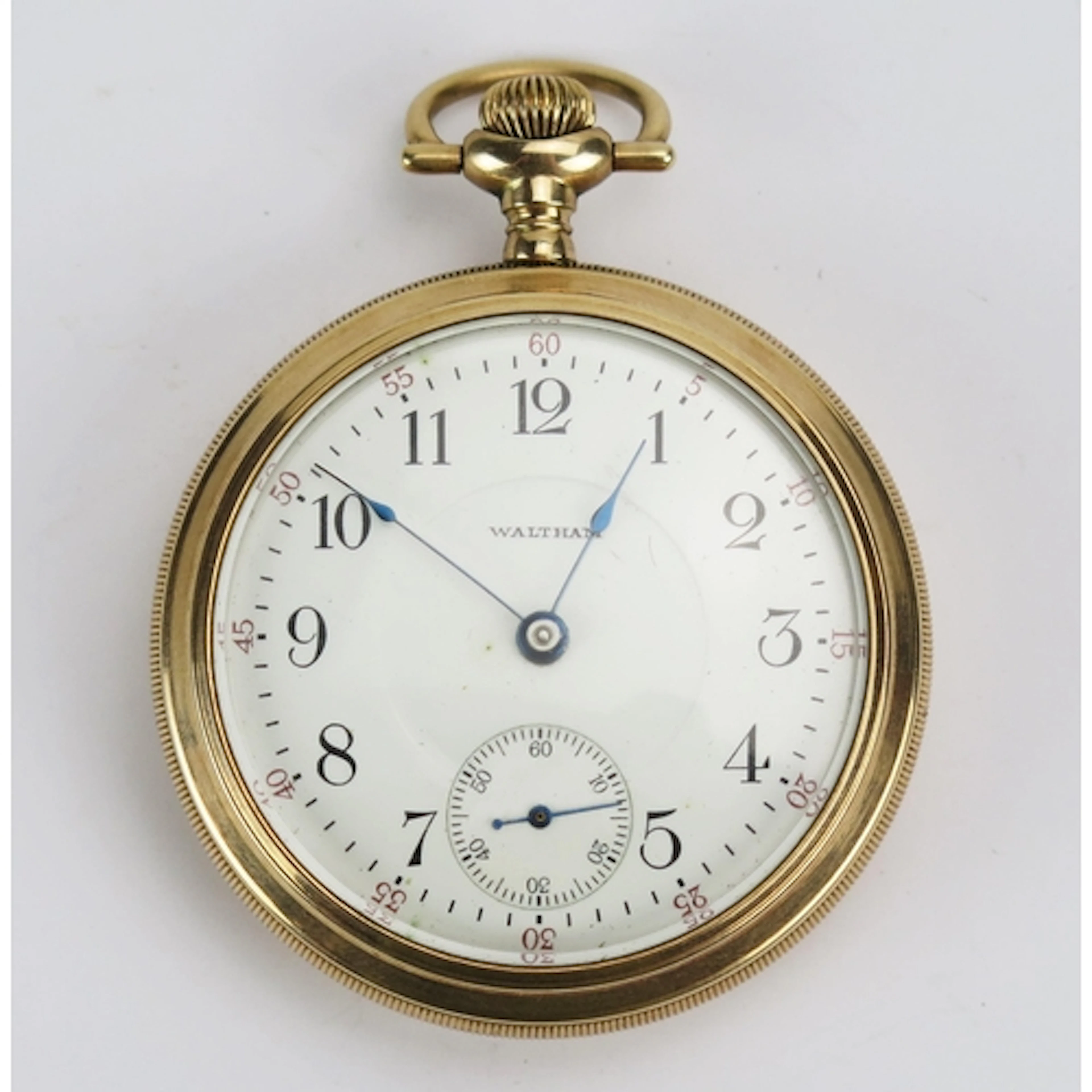 A WALTHAM Gold Plated Open Dial Keyless Pocket Watch, 55.3mm...