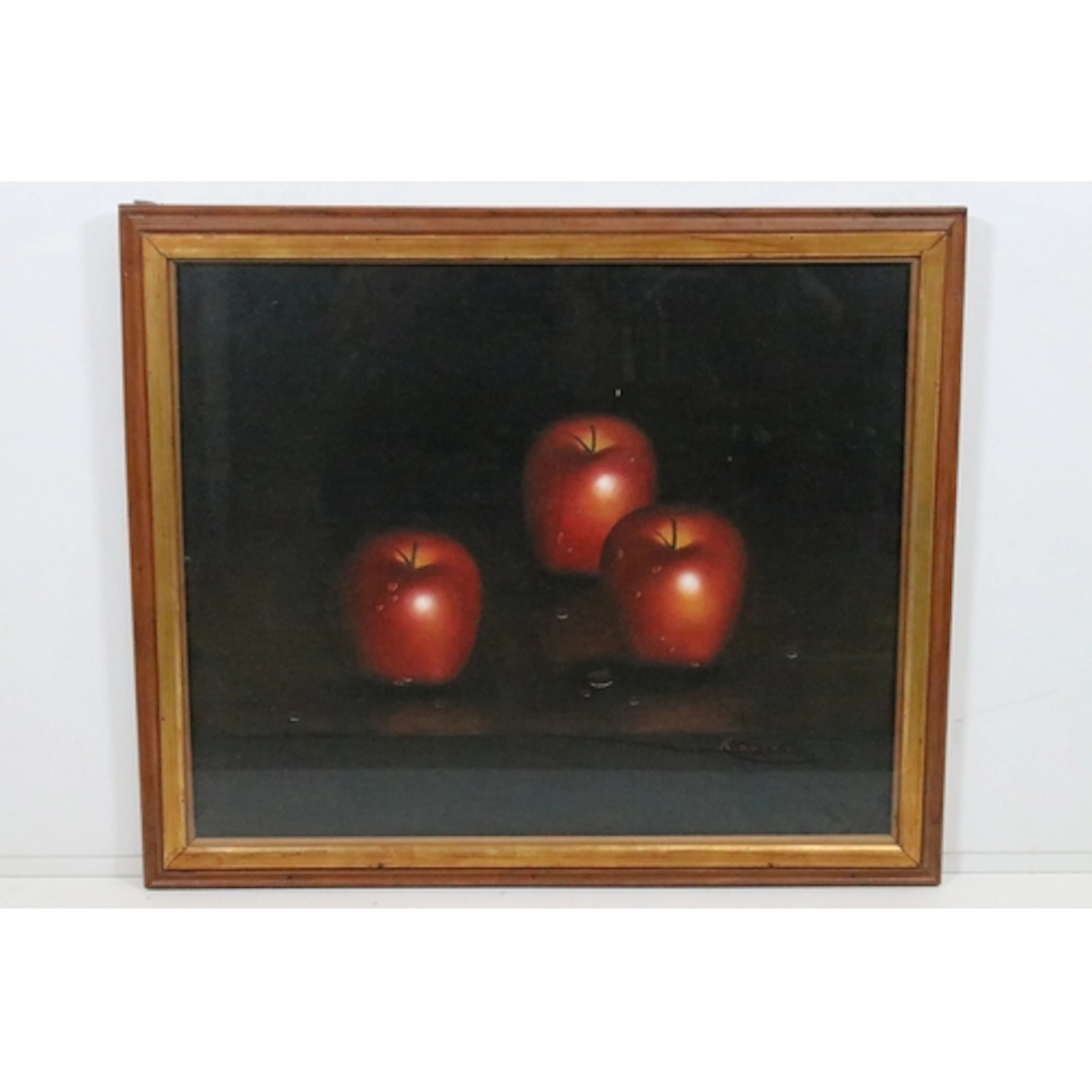K Mason, still life study of apples, oil on canvas, signed l...