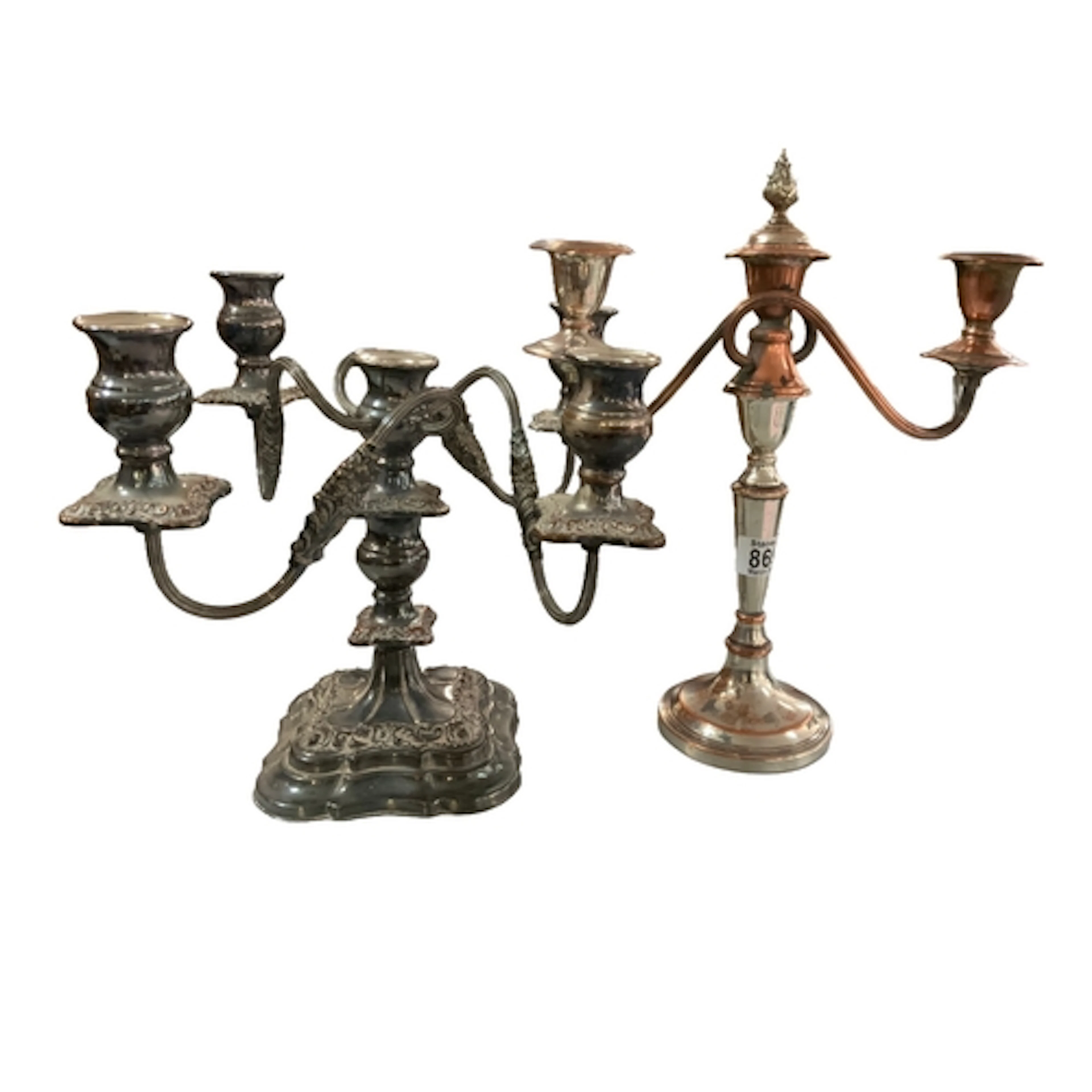 2 vintage silver plated candelabra.- NO RESERVE