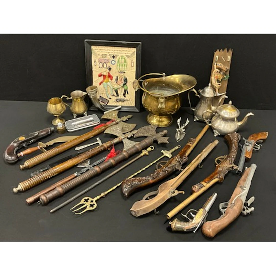Edged blades and curiosities - three decorative hand axes/to...
