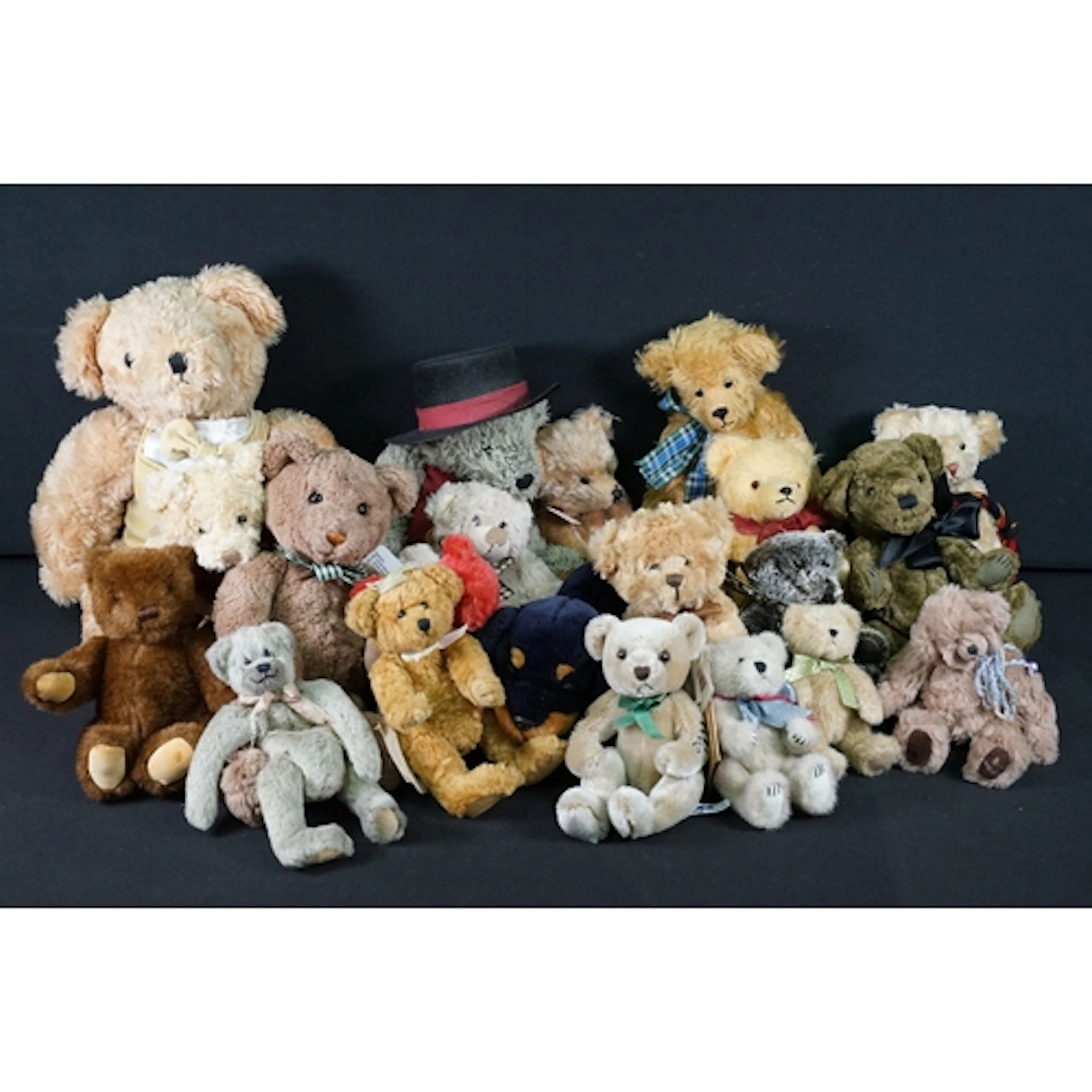 Collection of mixed teddy bears from the Mid 20th Century on...