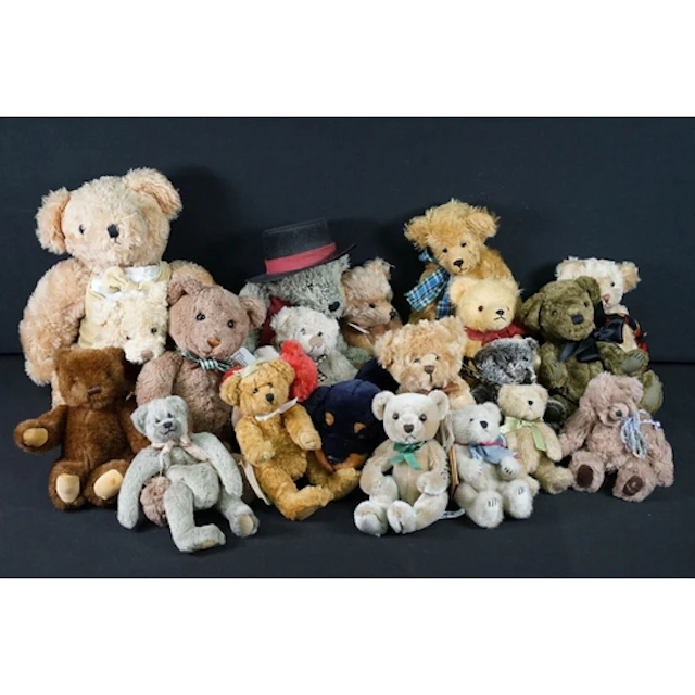 Collection of mixed teddy bears from the Mid 20th Century on...