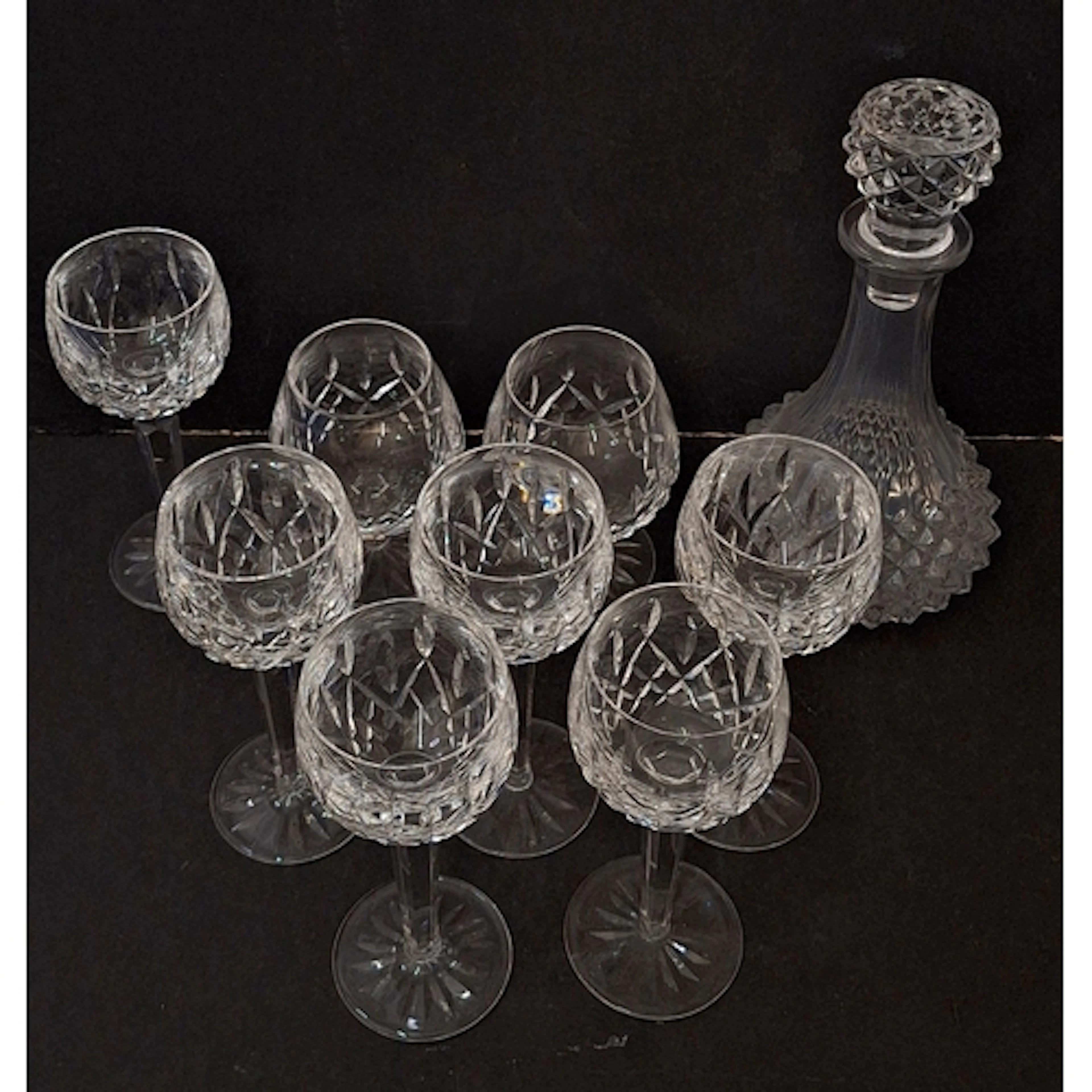 Set 6 Crystal Wine Glasses, 2 Brandy Glasses & Decanter