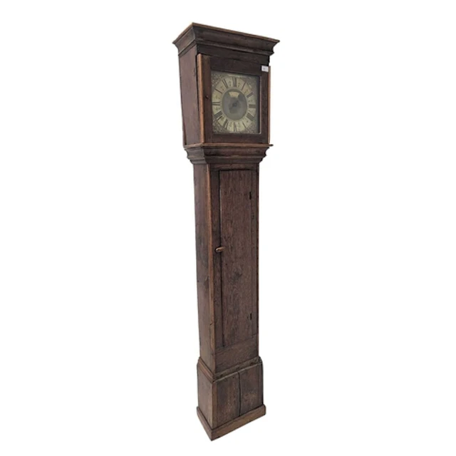 An 18th century brass-faced and oak cased long case grandfat...