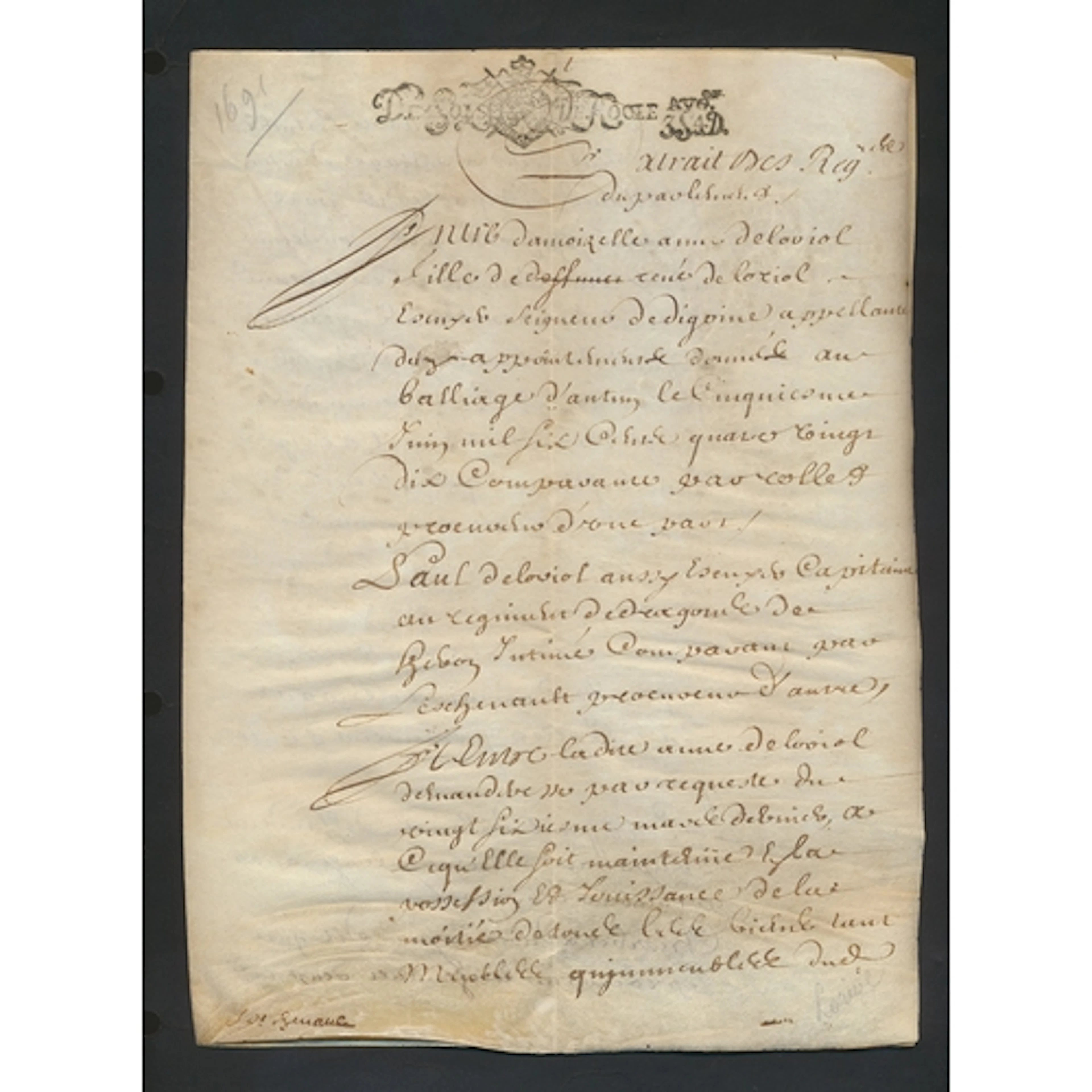 A collection of four early letters or documents incl 1691 ex...