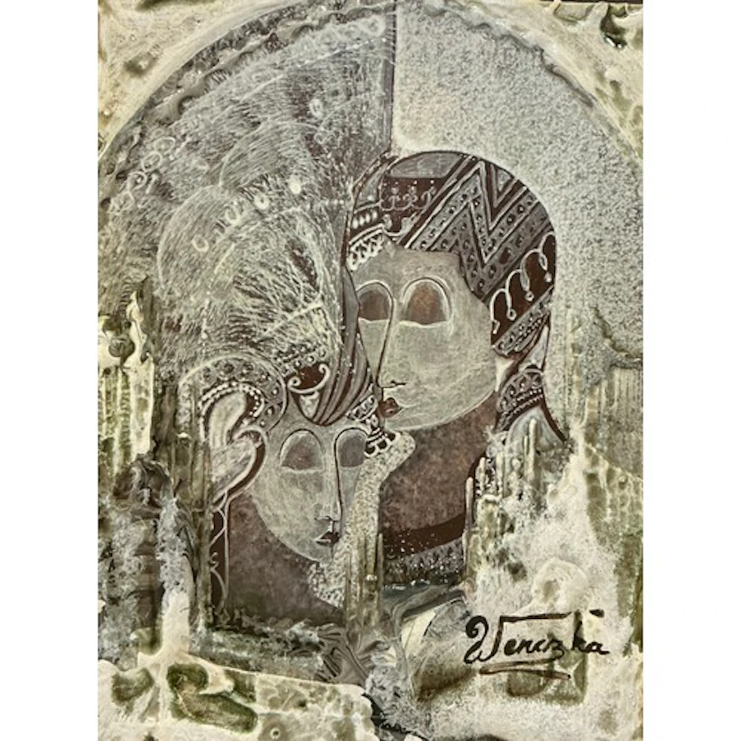 Jan Wenczka (Polish, b.1946) Abstract Faces signed, mixed me...
