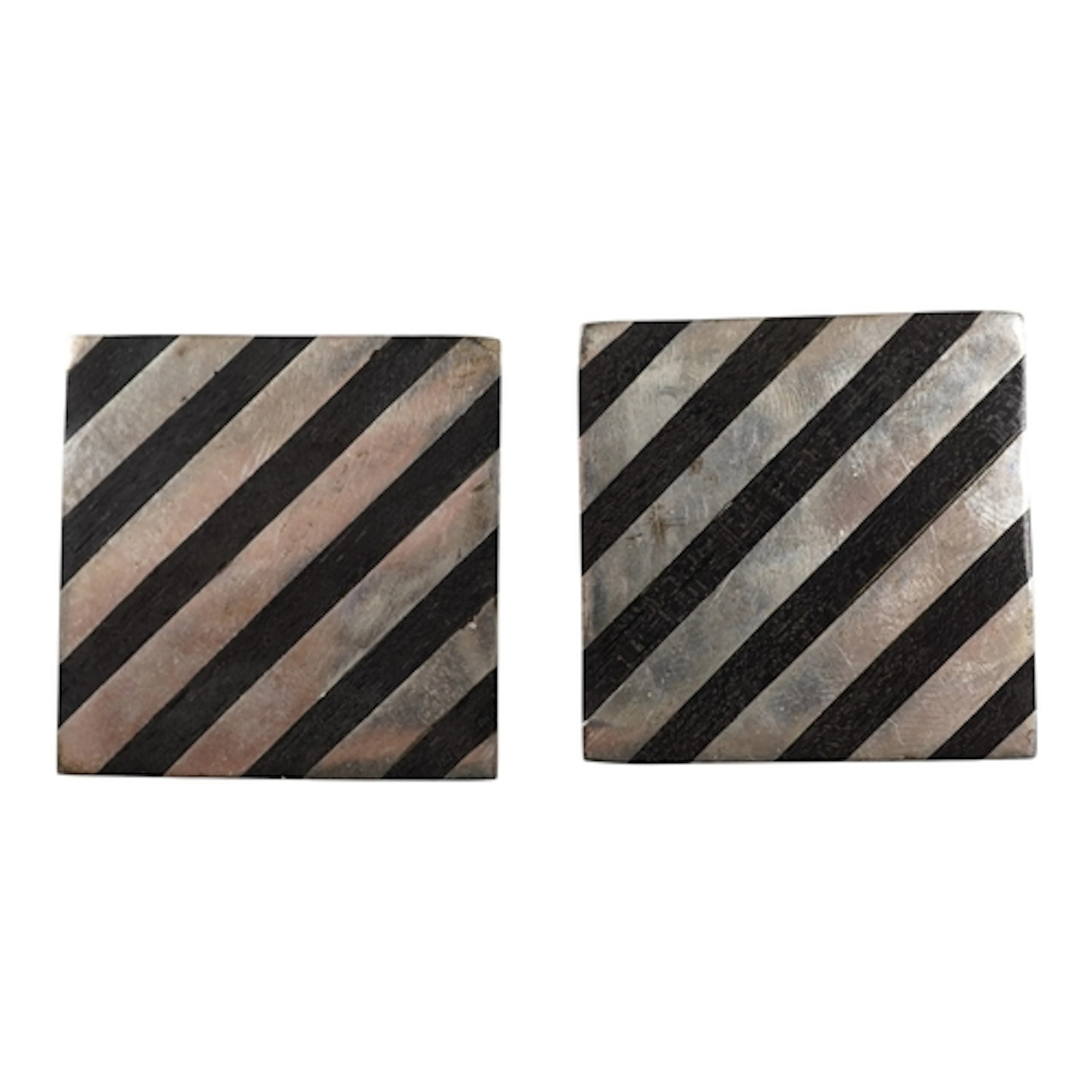 A pair of silver and niello earrings, circa 1985, each of sq...