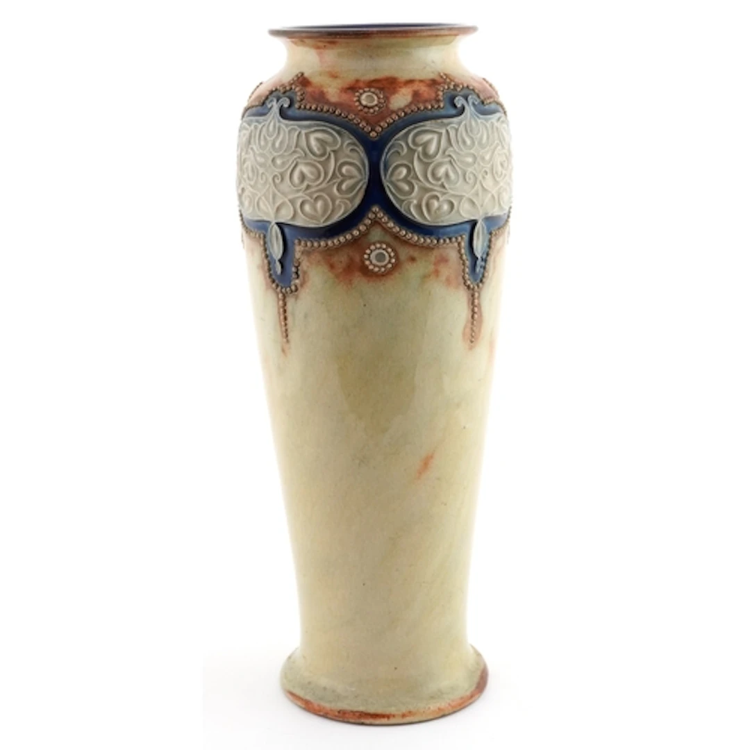 Early 20th century Royal Doulton stoneware vase with scrolli...
