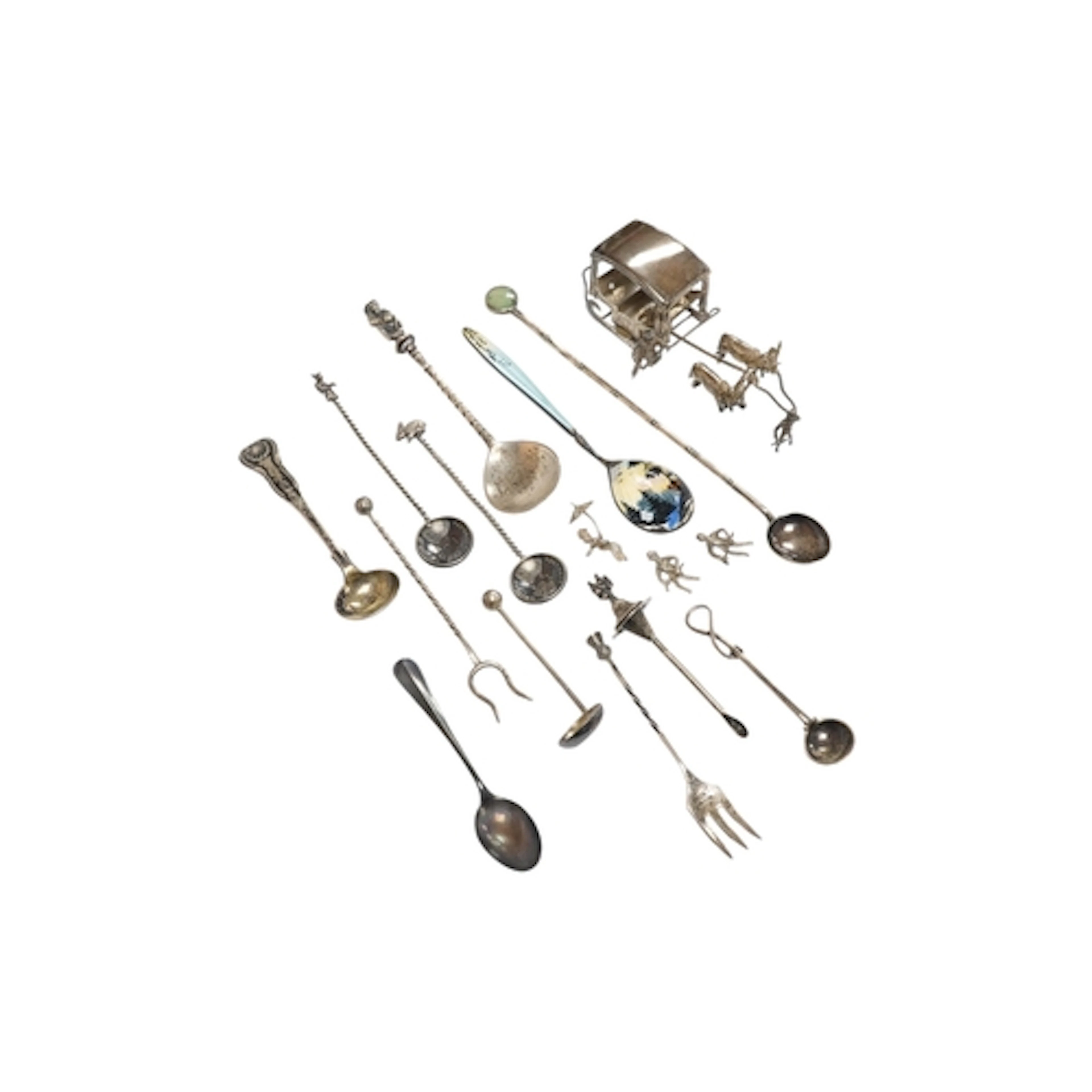 A collection of assorted 925 and silver spoons including Sca...
