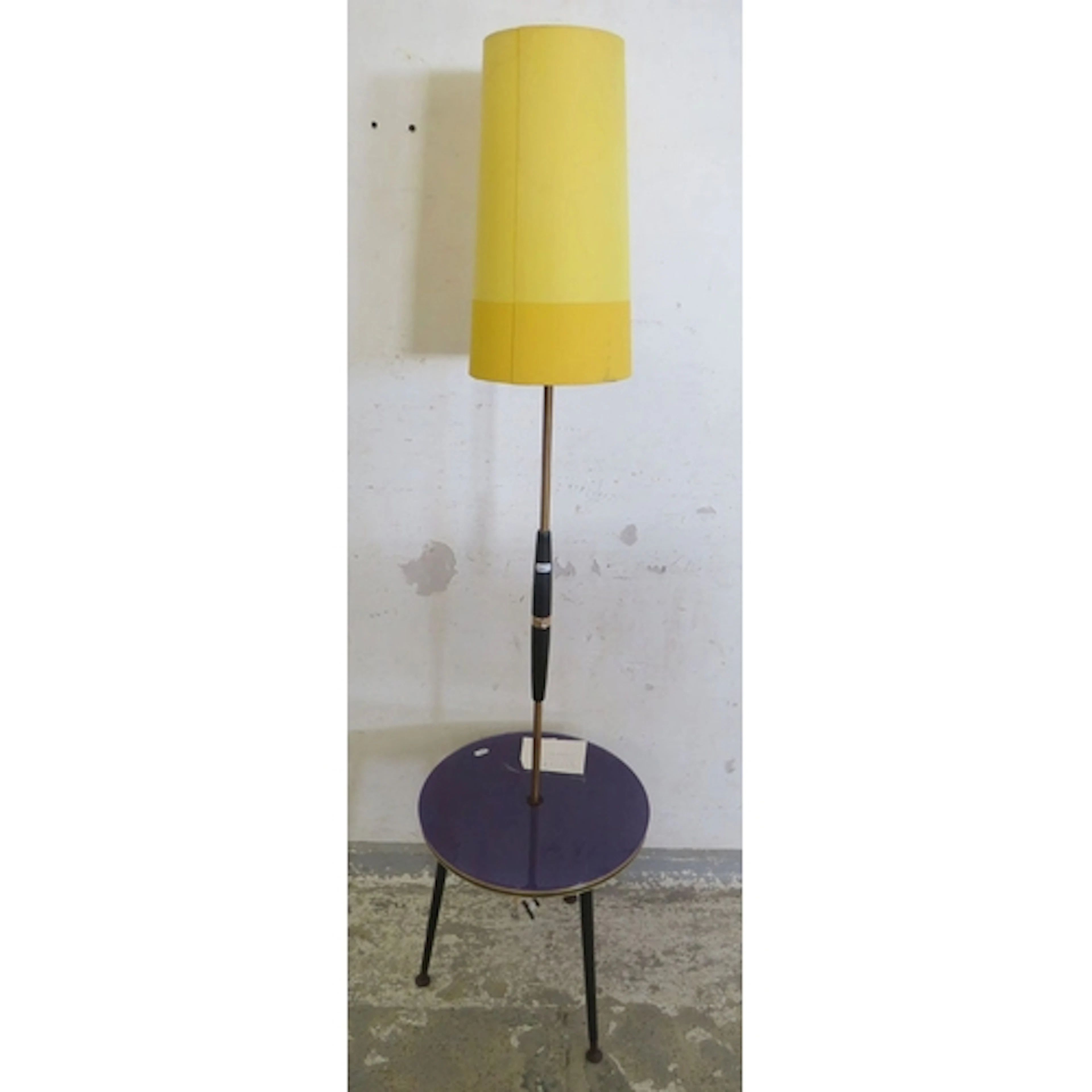 Retro Vintage Lamp with small purple table, dansette legs, y...
