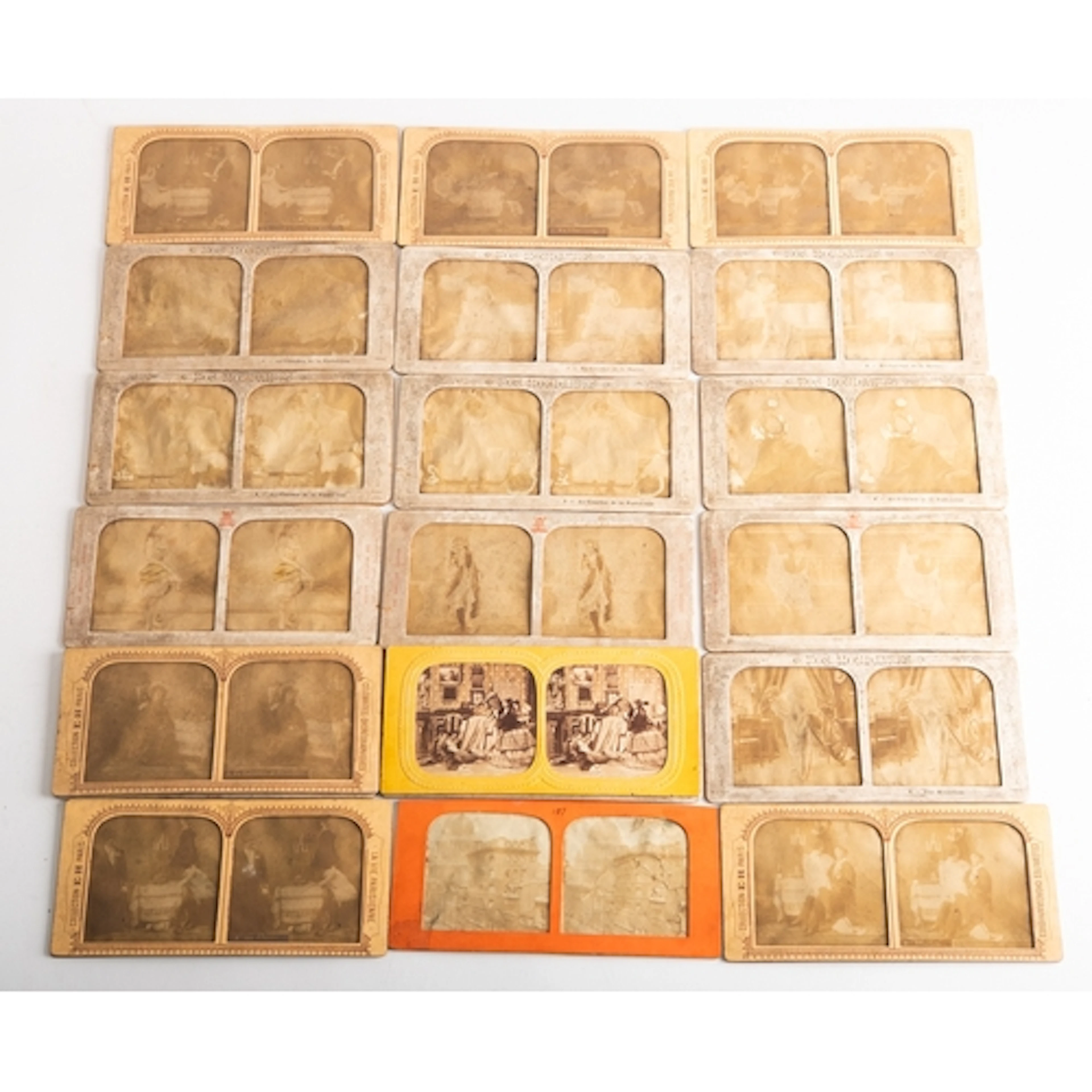 A group of twenty French wax tissue stereoscope cards:, incl...