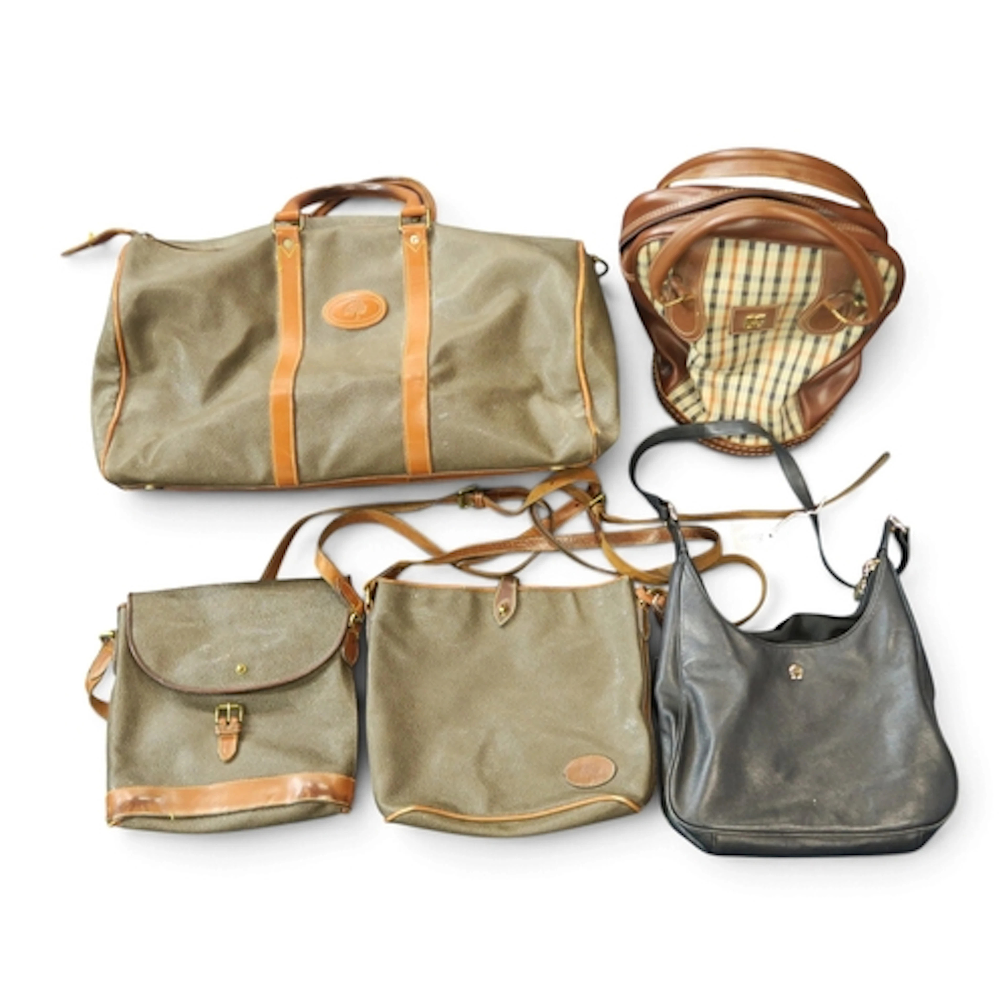 Vintage Mulberry Scotchgrain bags comprising a weekend duffe...