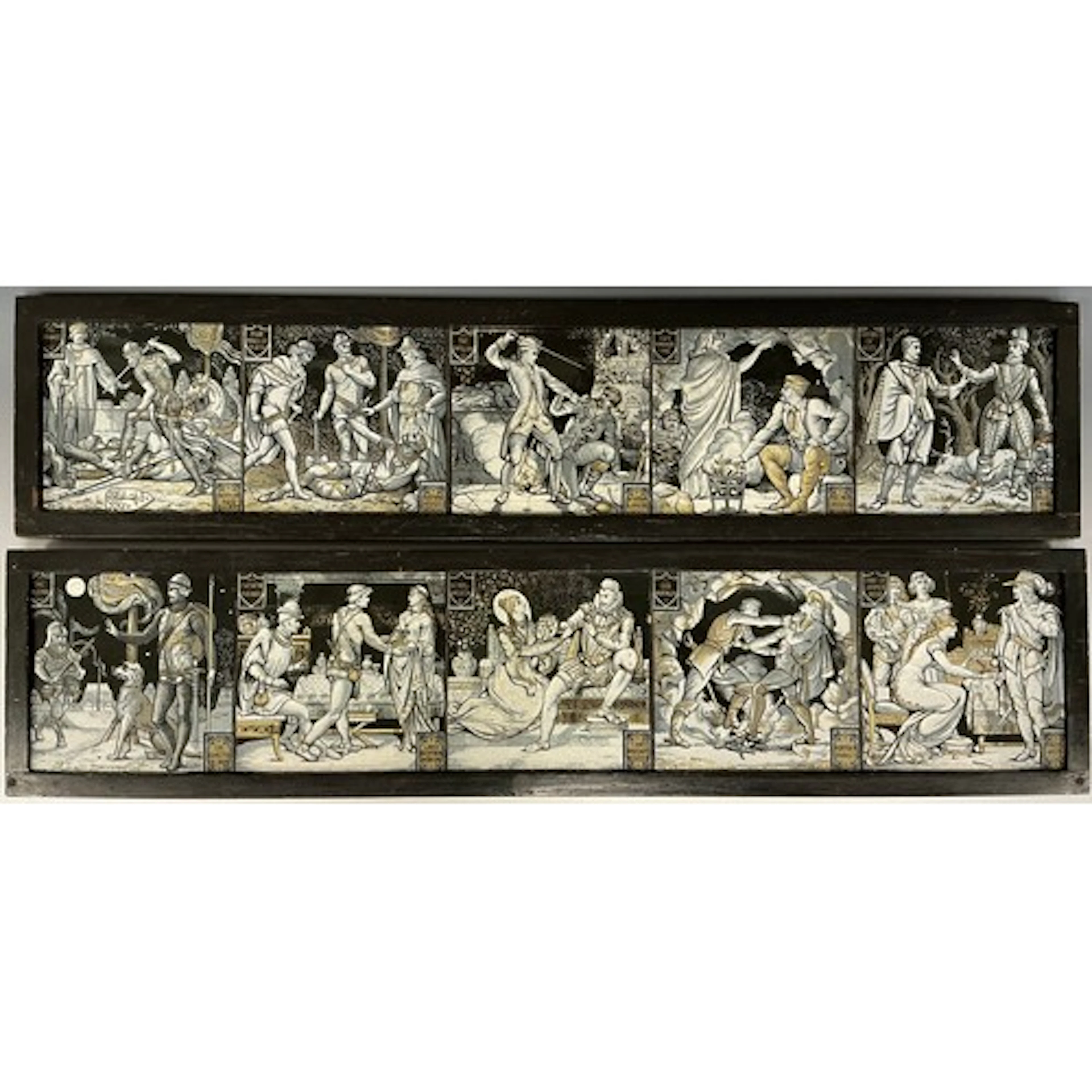 A set of ten Minton Waverly Novels series tiles, designed by...