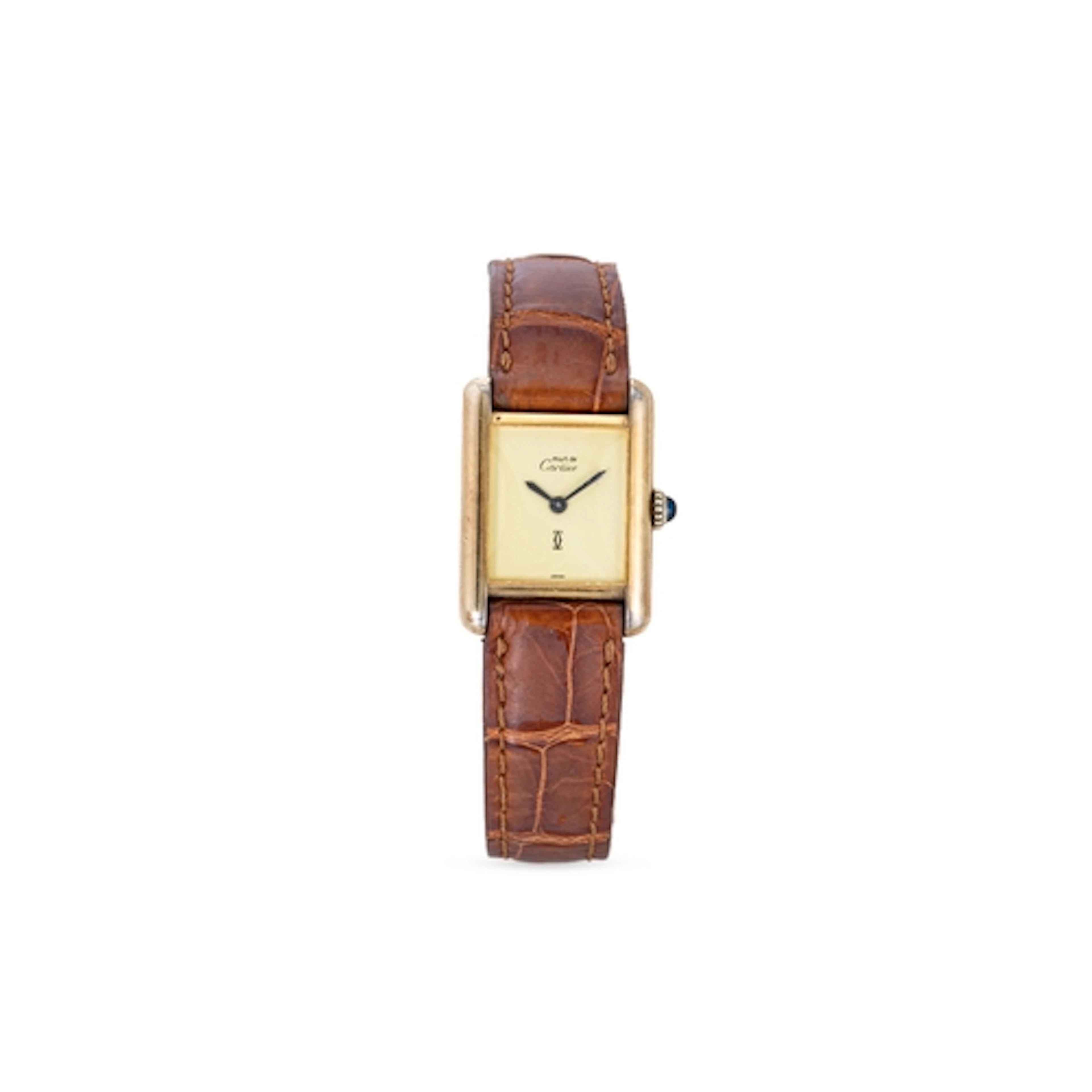 A LADY'S GOLD-PLATED 'MUST DE CARTIER' WRISTWATCH, champagne...