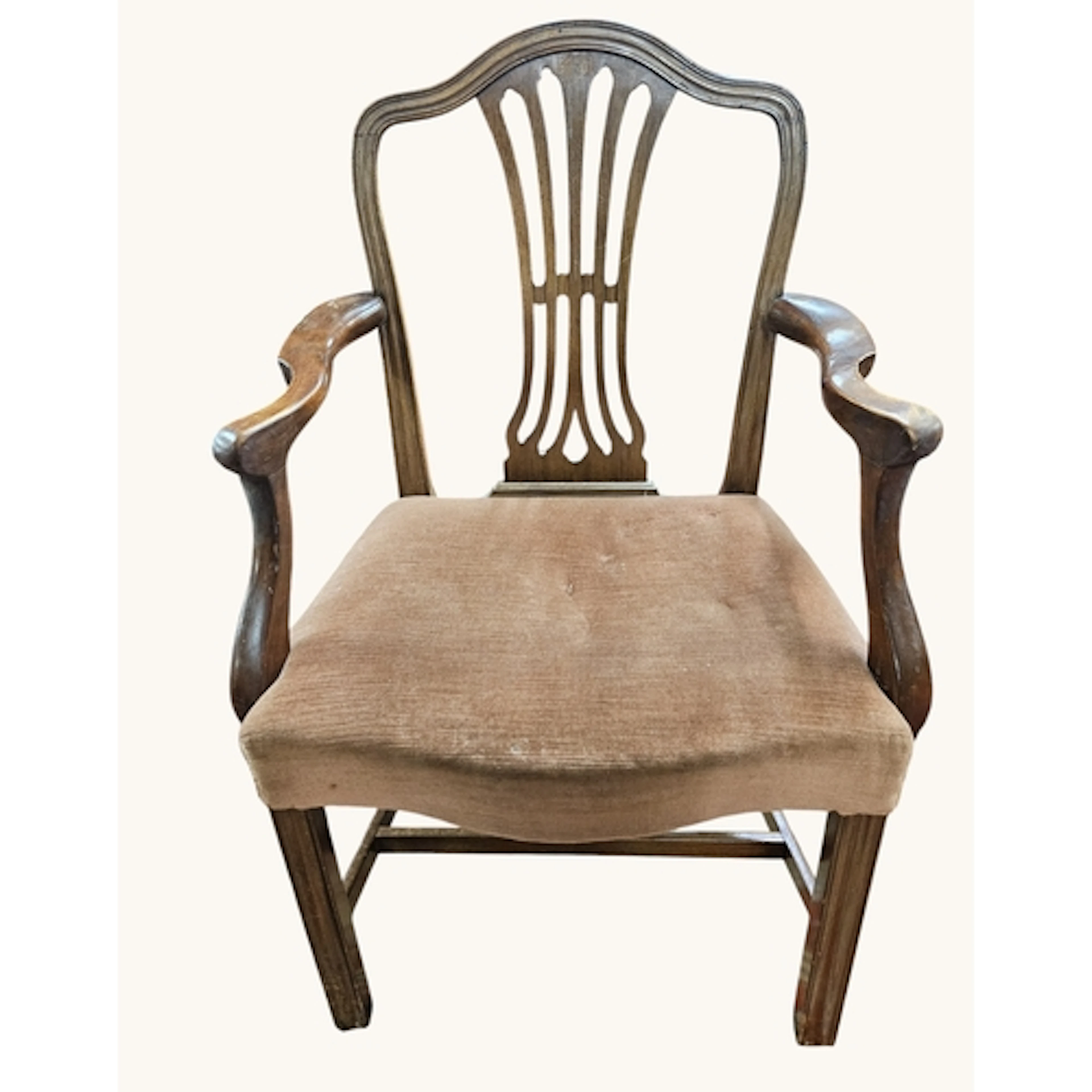 A 19th Century Mahogany Carver with ribbed back on square fl...