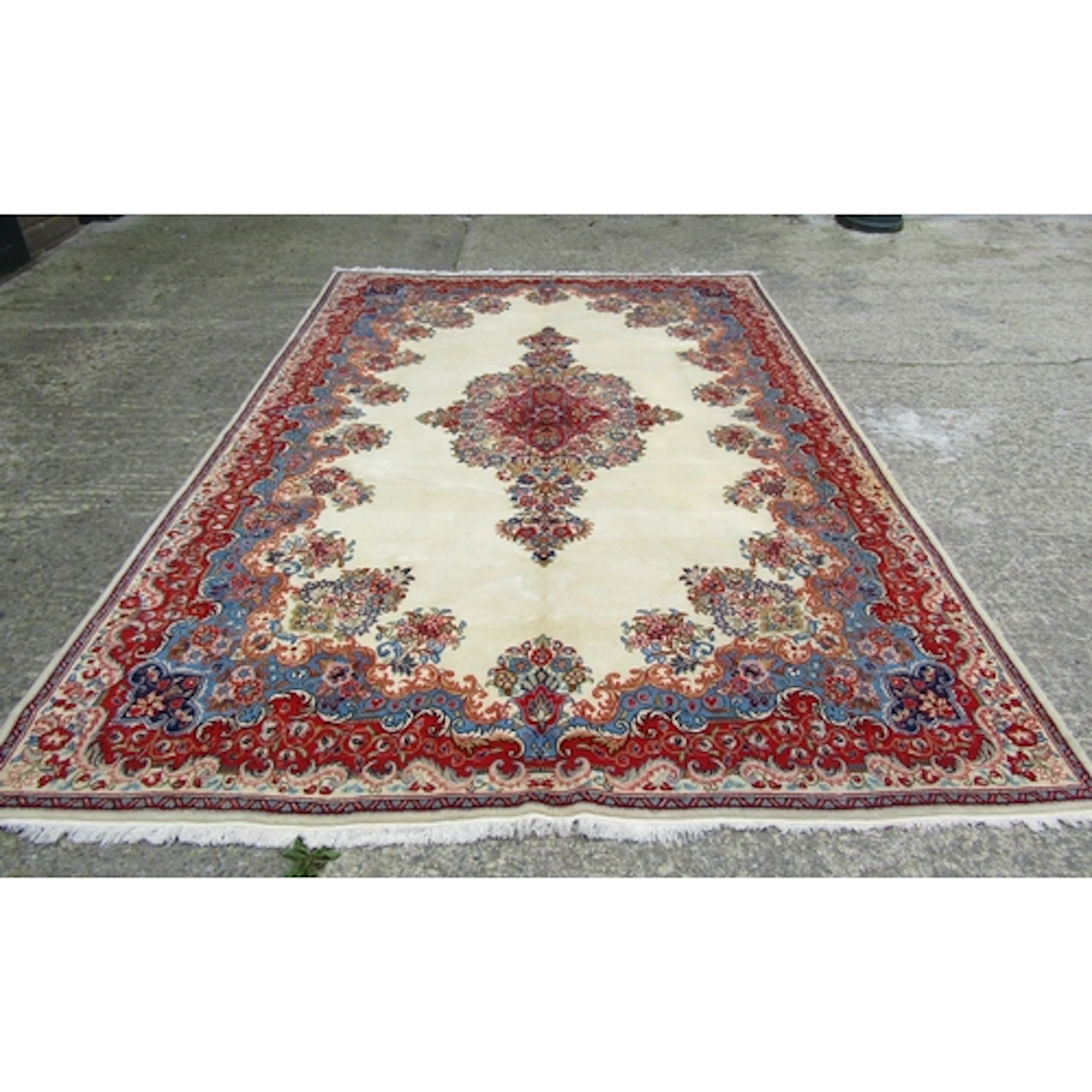 Persian Sarouk Pure Wool Rug Pale and Burgundy Ground Patter...