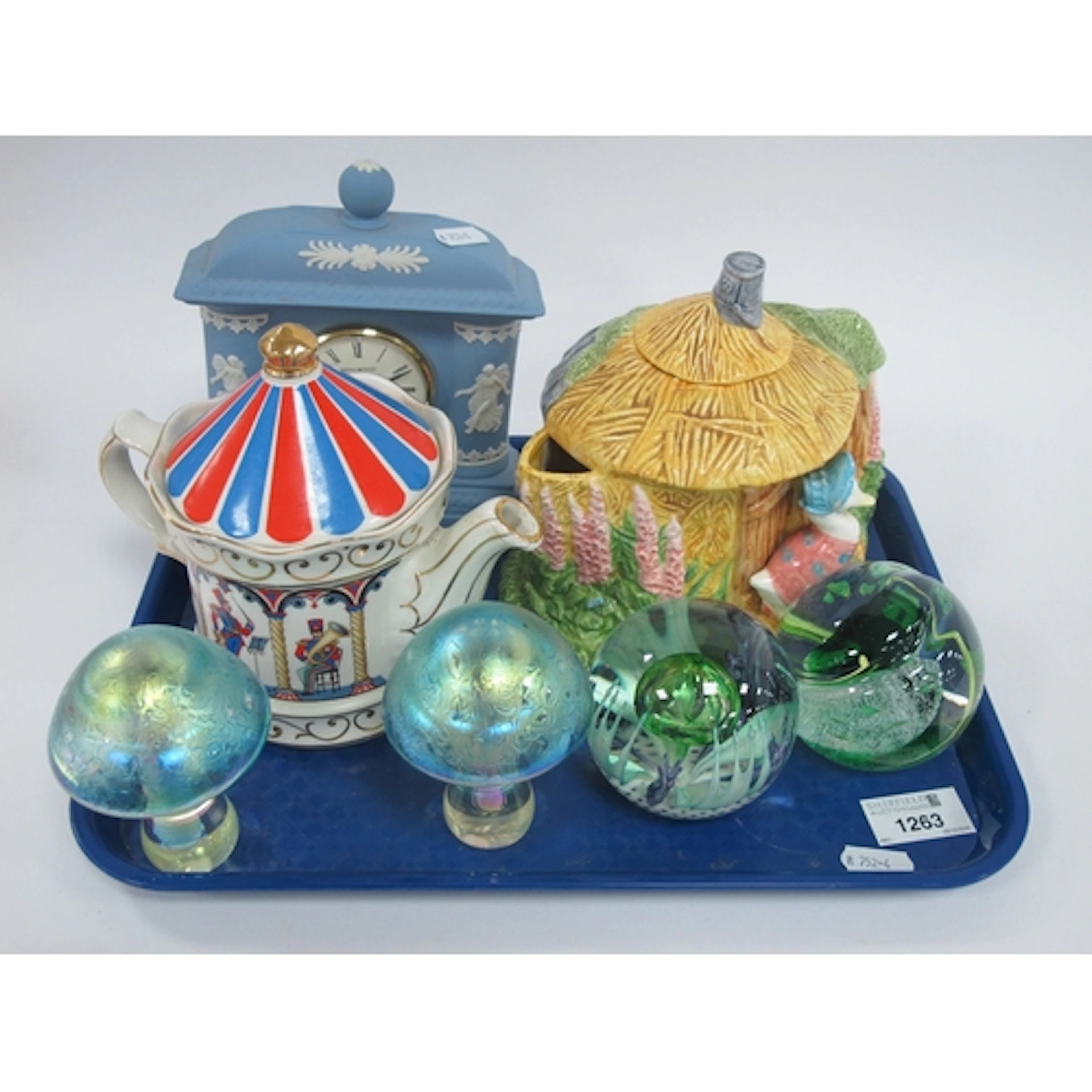 Collectables, including Wedgwood blue jasper ware mantel clo...
