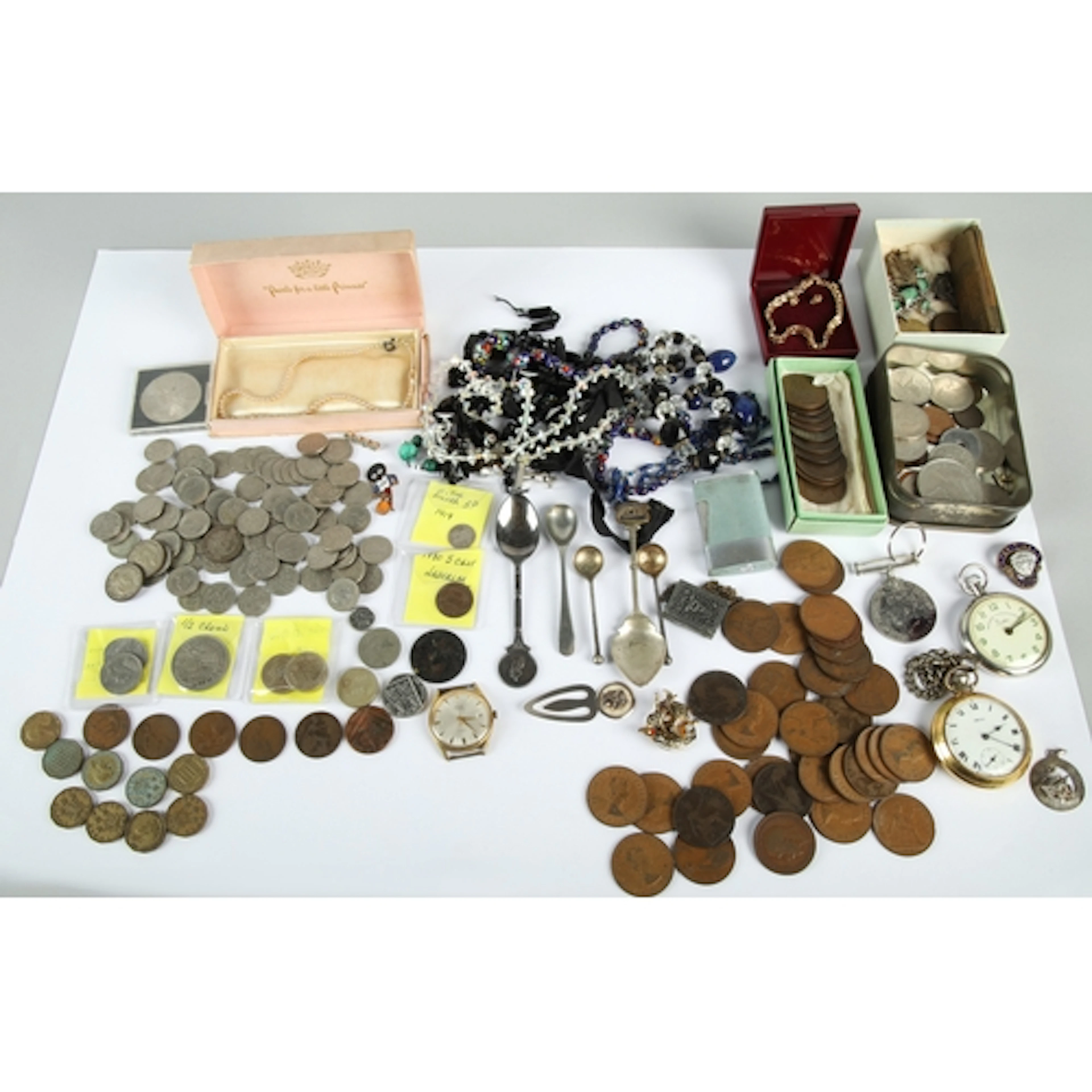 Collection of coins to include three pence, six pence, five ...