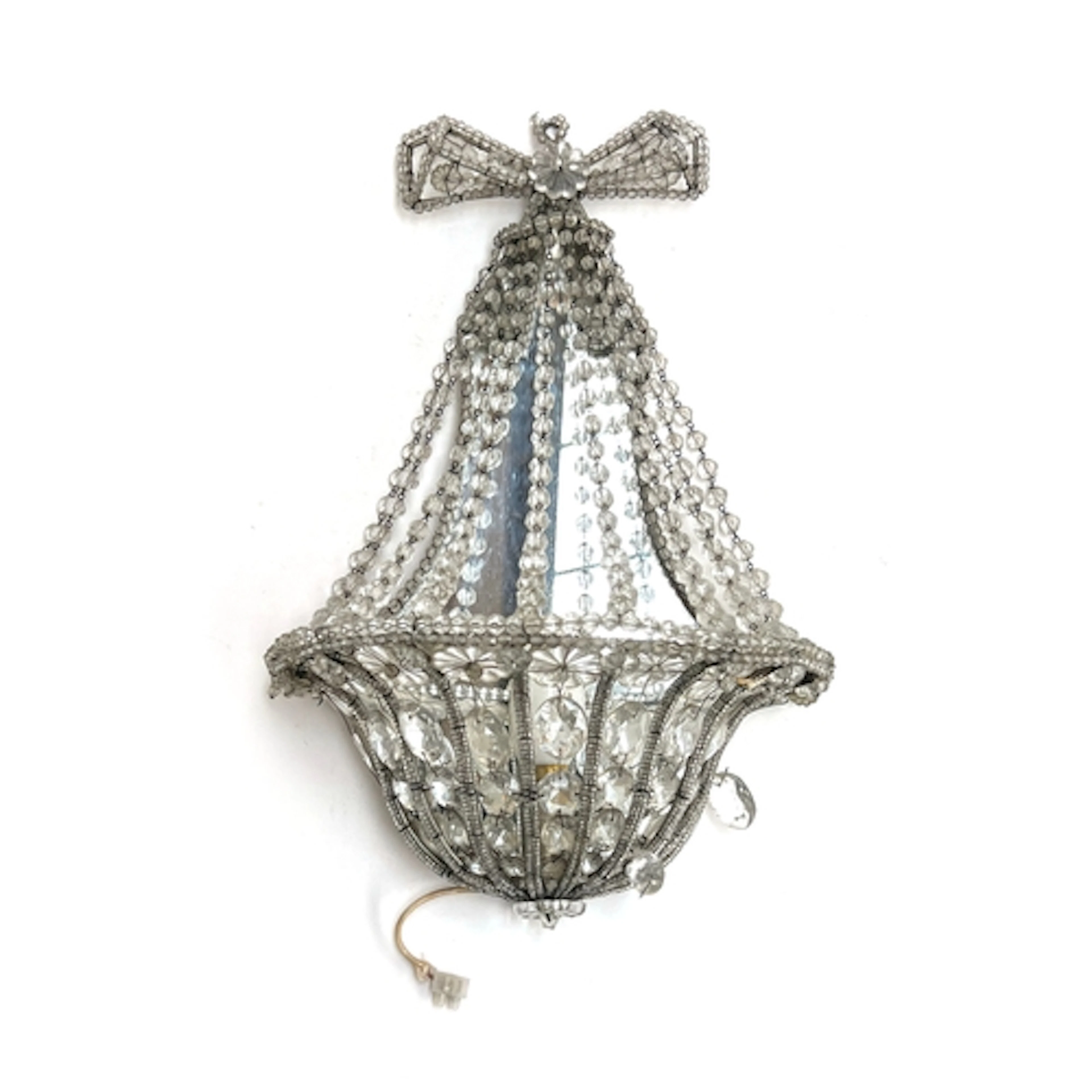 A cut glass and mirrored wall light, 38cmL; together with a ...