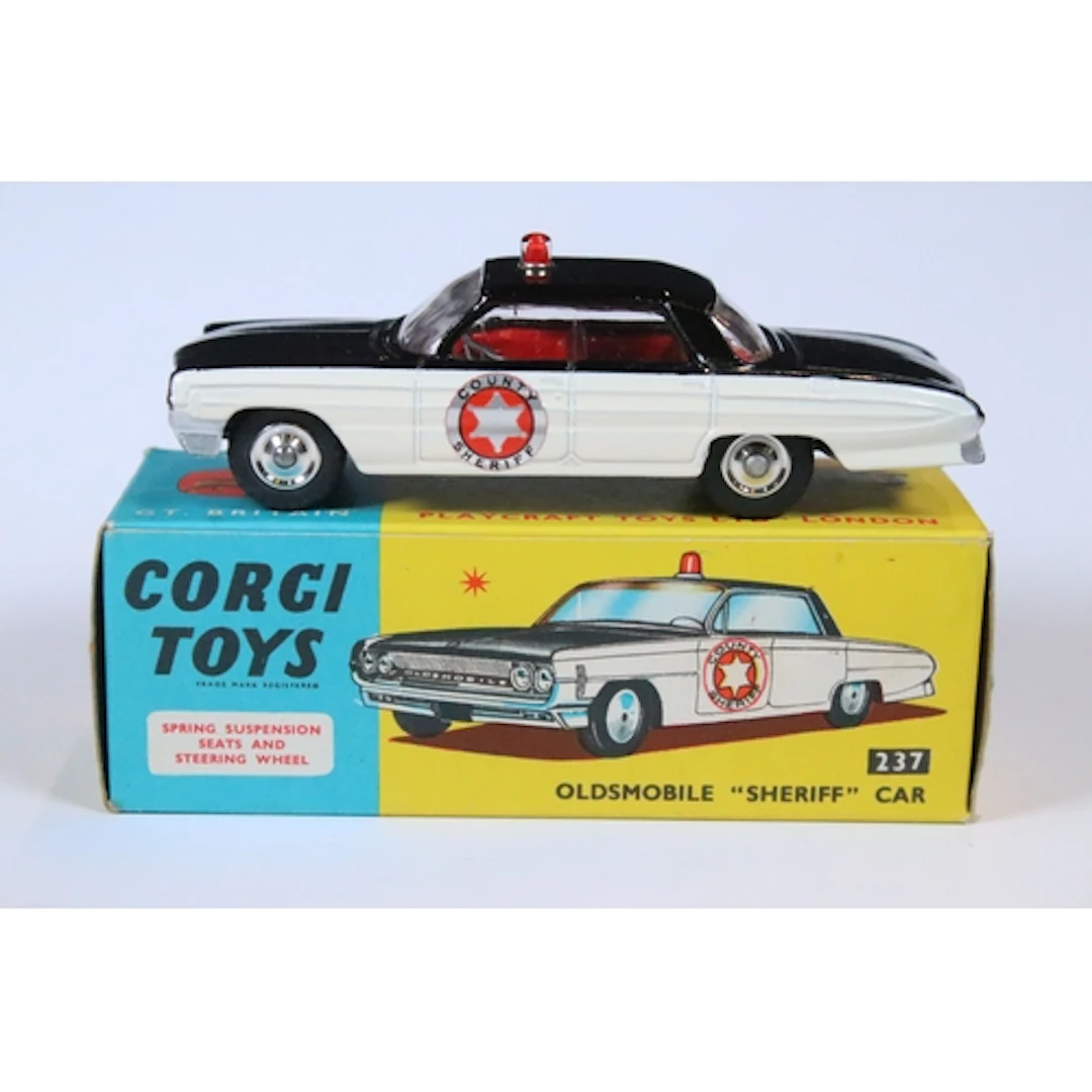 Boxed Corgi 237 Oldsmobile Sheriff Car diecast model in ex c...
