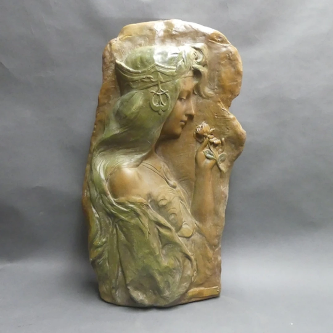 A large and impressive cast, moulded and painted plaster scu...