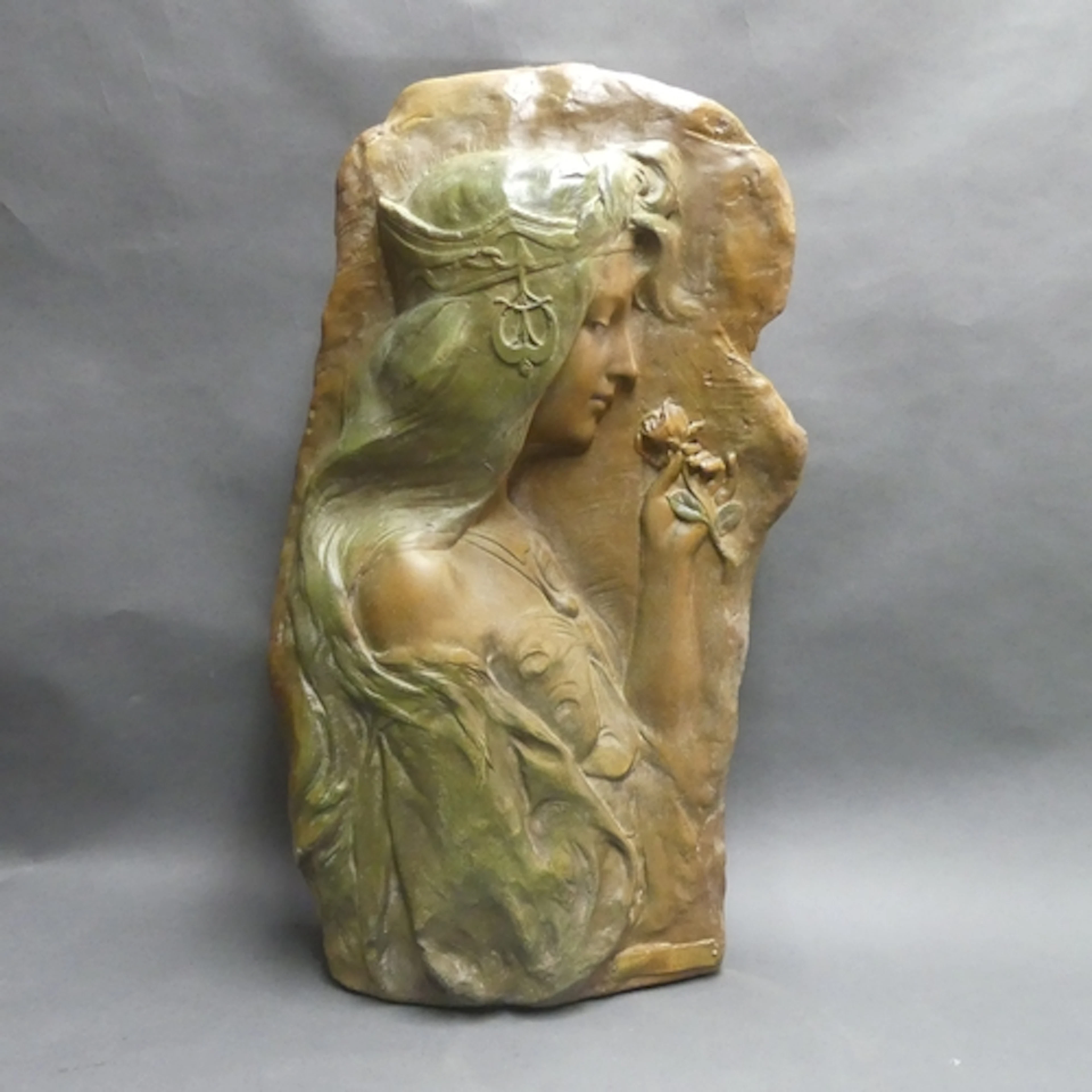 A large and impressive cast, moulded and painted plaster scu...
