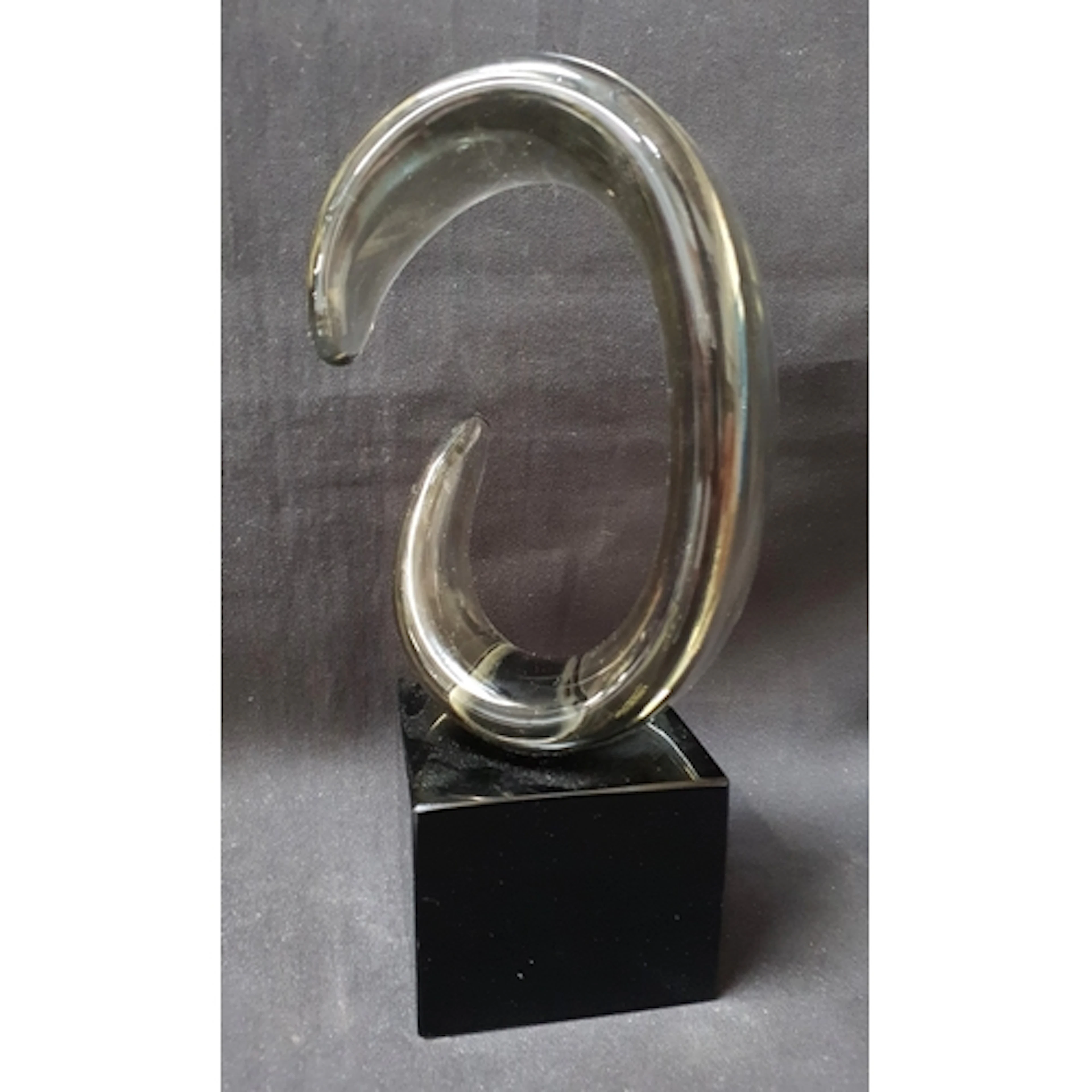 MODERNIST MURANO C-CURL GLASS SCULPTURE the open loop sculp...