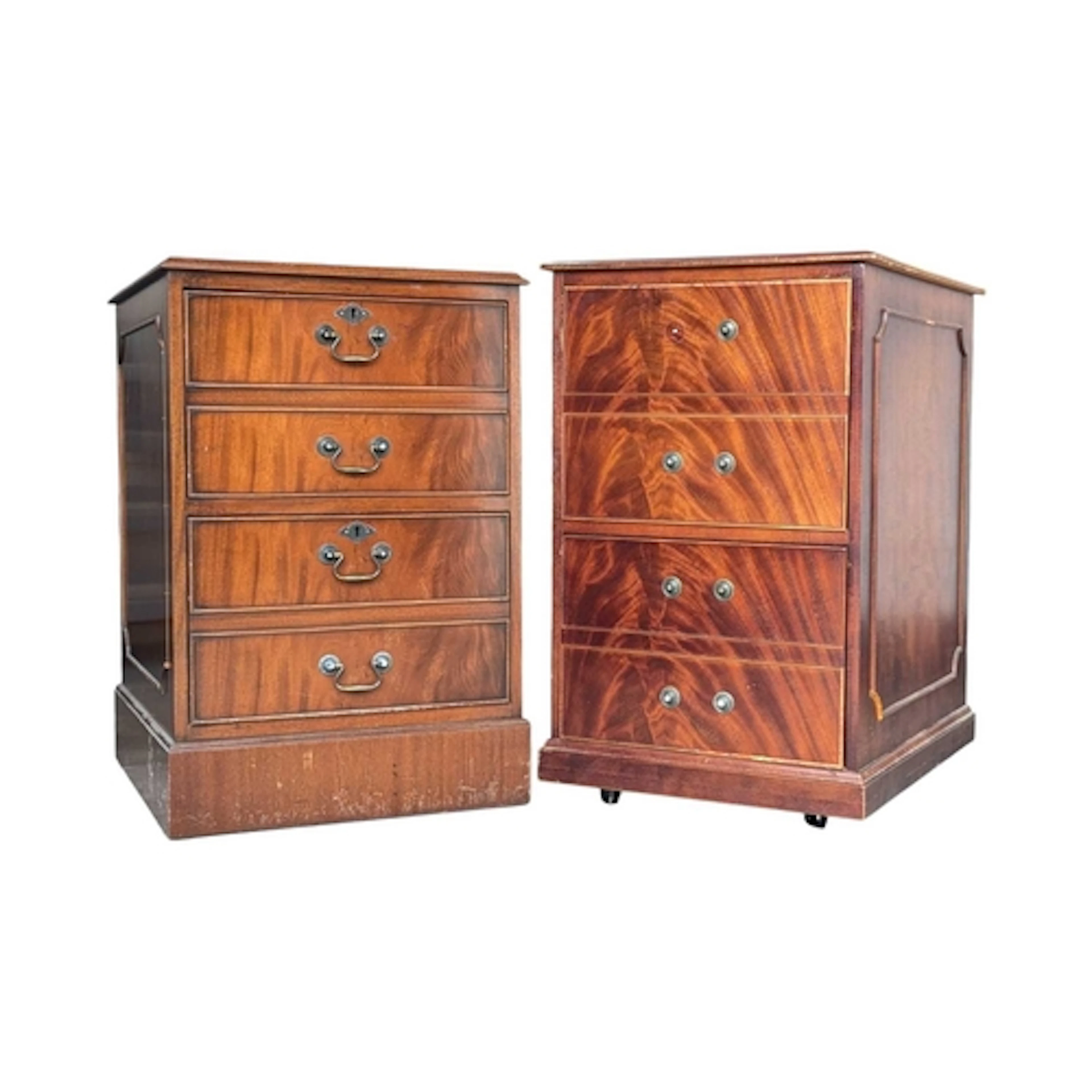 A pair of George III mahogany and leather reproduction offic...