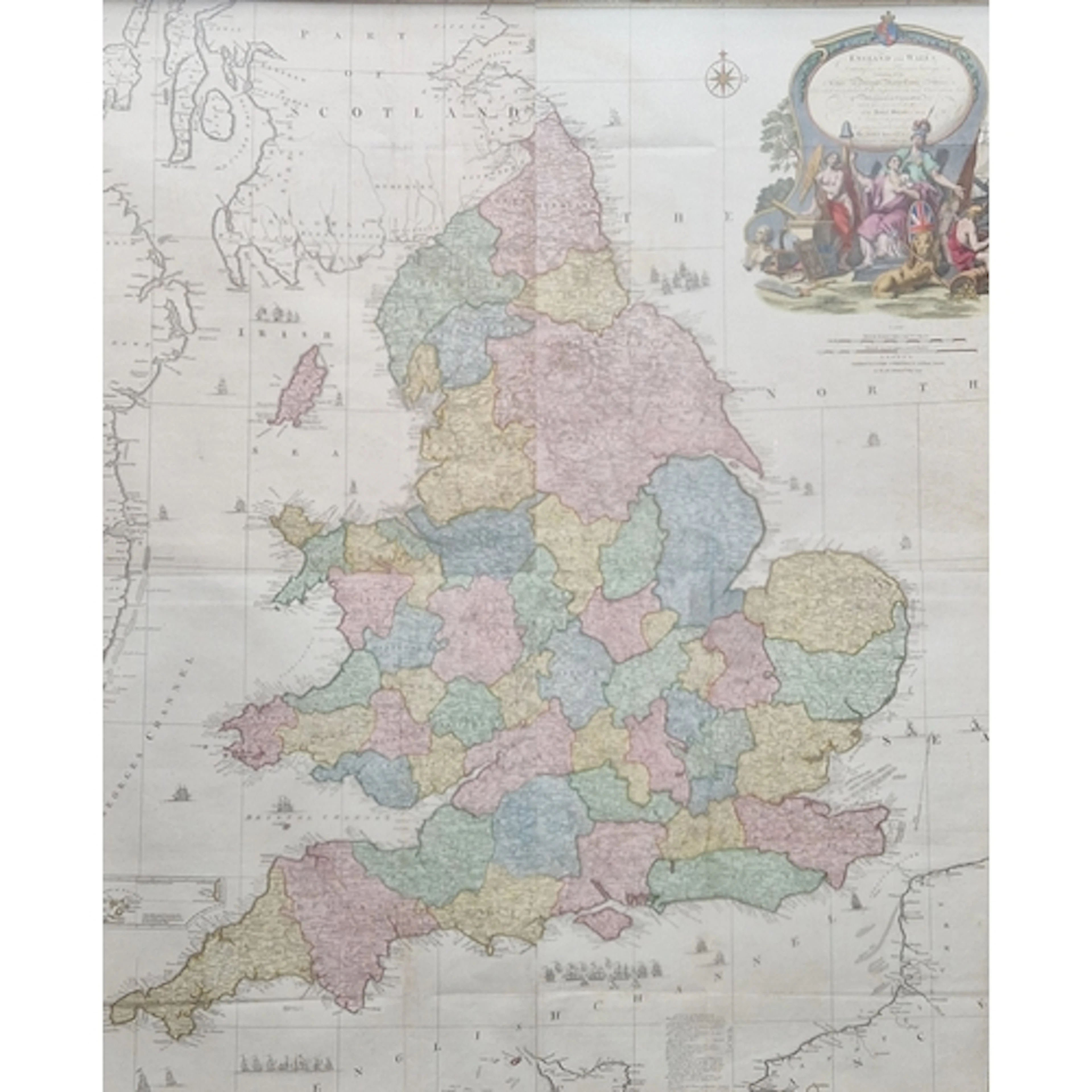 JOHN ROQUE. An engraved map of England and Wales, coloured, ...