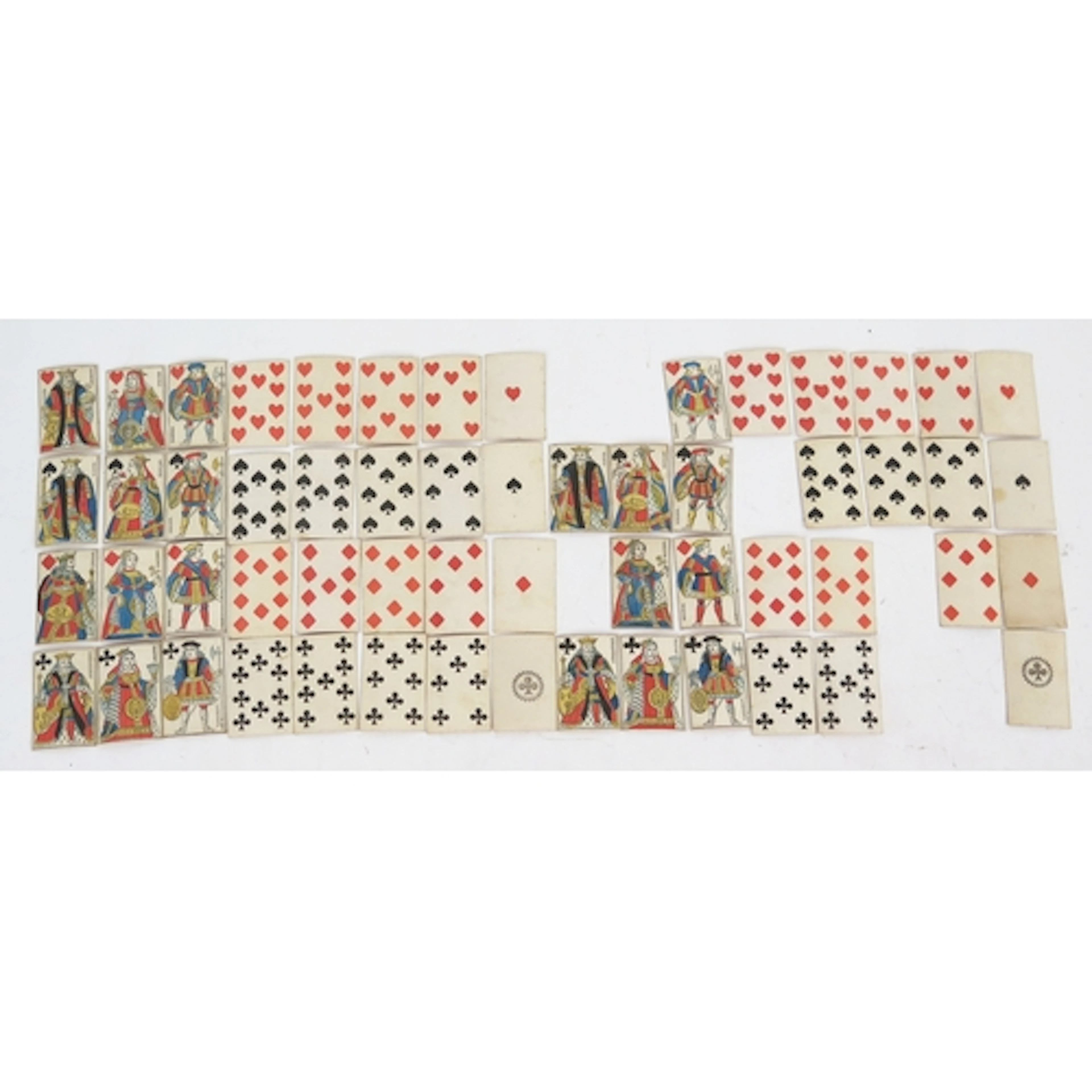 Two early 19th century French woodblock piquet playing card ...