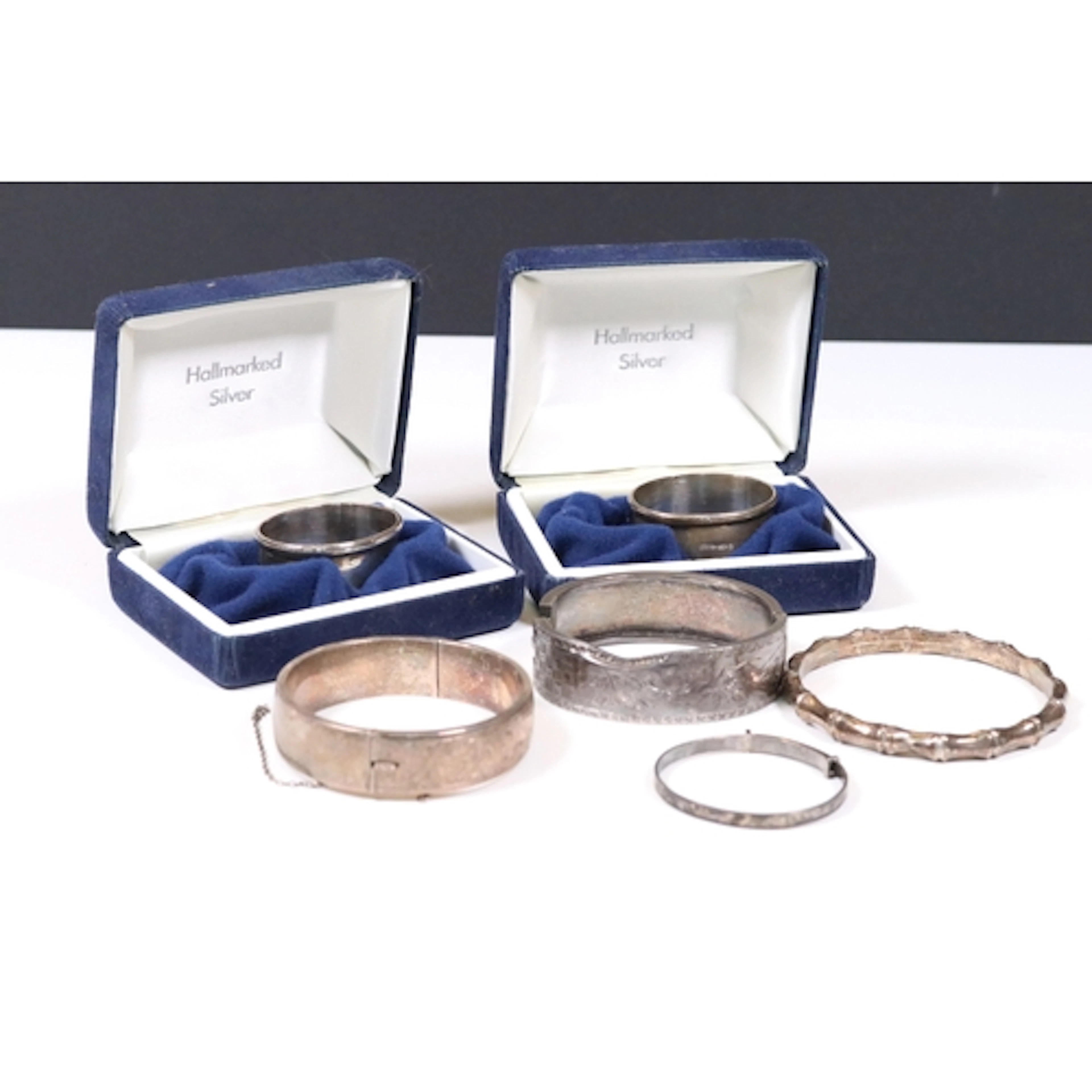 Collection of hallmarked silver items to include two silver ...