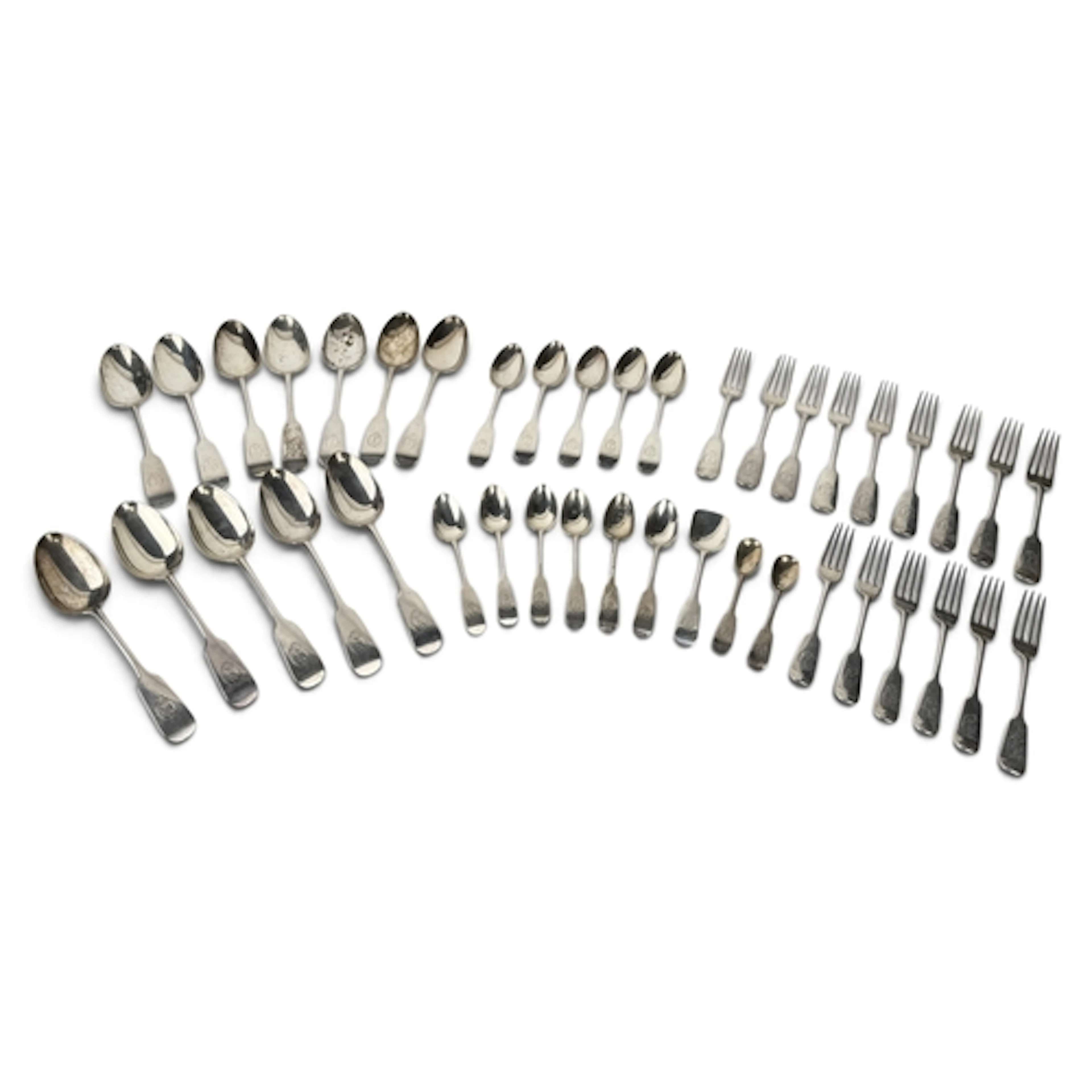 A VICTORIAN SCOTTISH SILVER FIDDLE PATTERN CANTEEN, WILLIAM ...