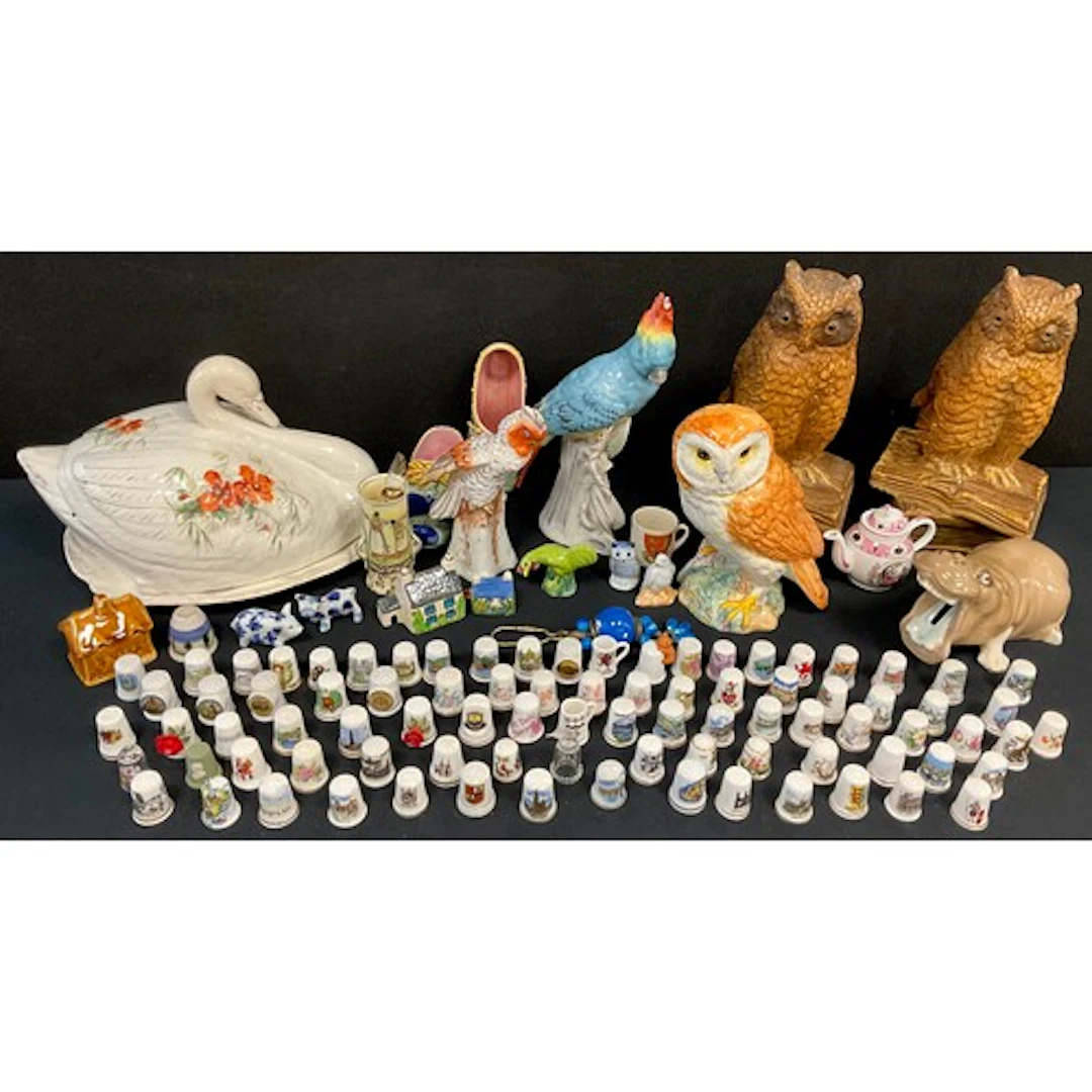 Ceramics - a Beswick figure of a Barn Owl, 18cm high; two ce...