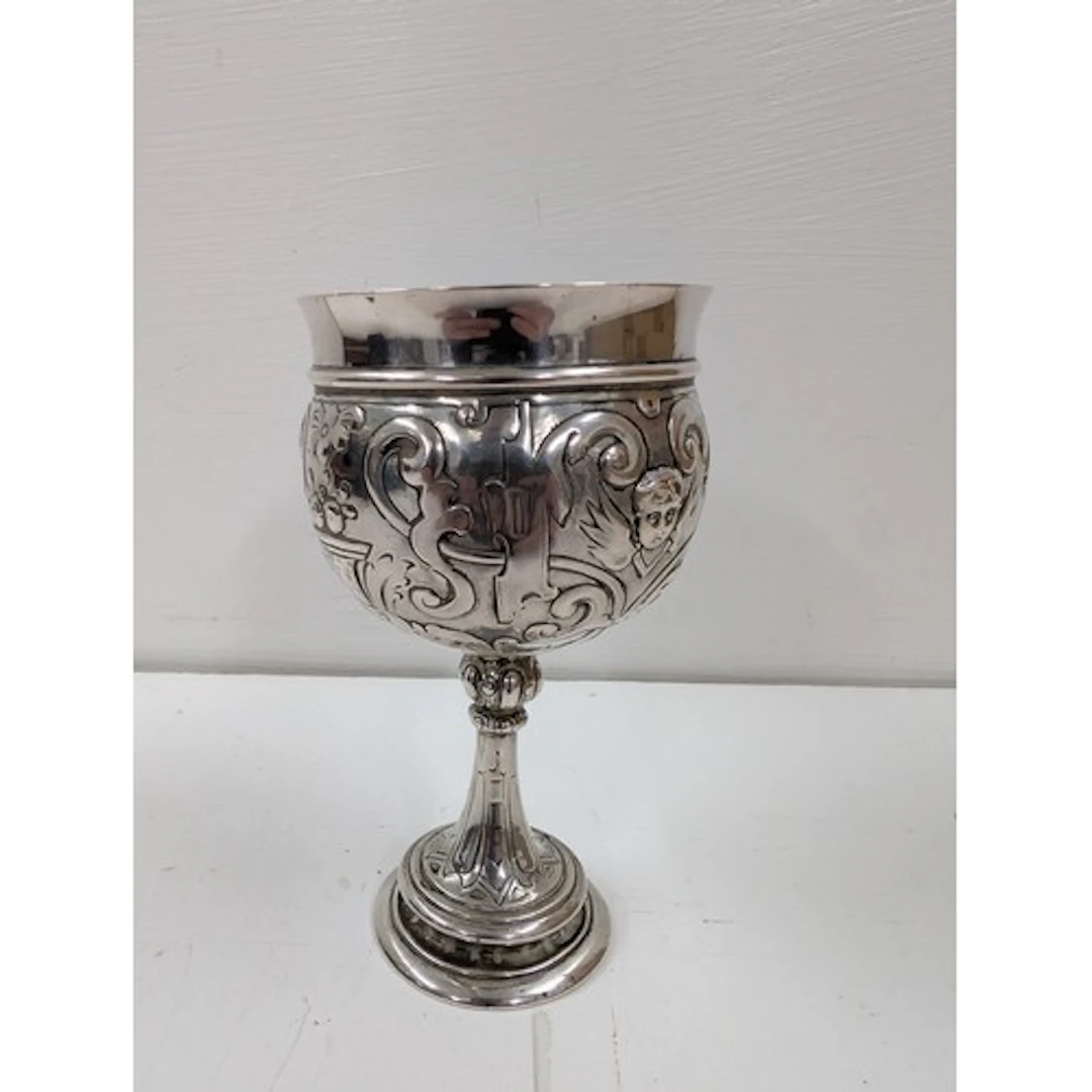 A 19th century continental silver Renaissance Revival goblet...