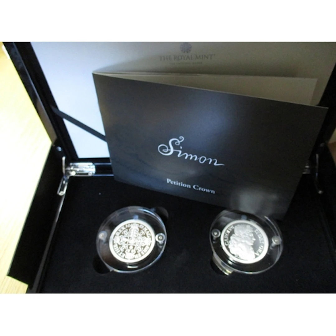 2023 £5 'Petition Crown' 'Simon' 2oz silver proof twin set F...