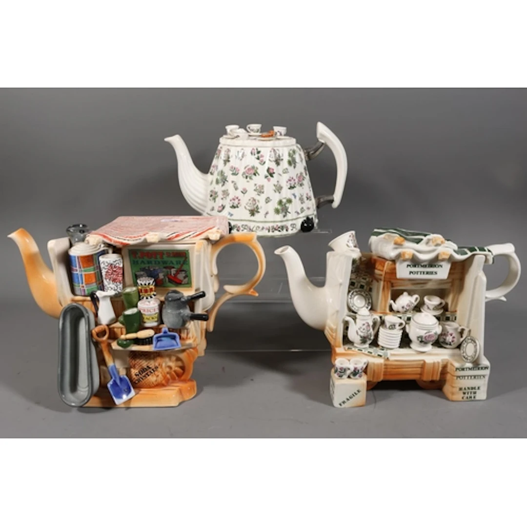 Three Portmeirion novelty teapots.