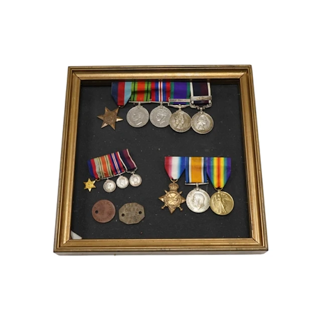 A collection of medals including; a First World War medal tr...