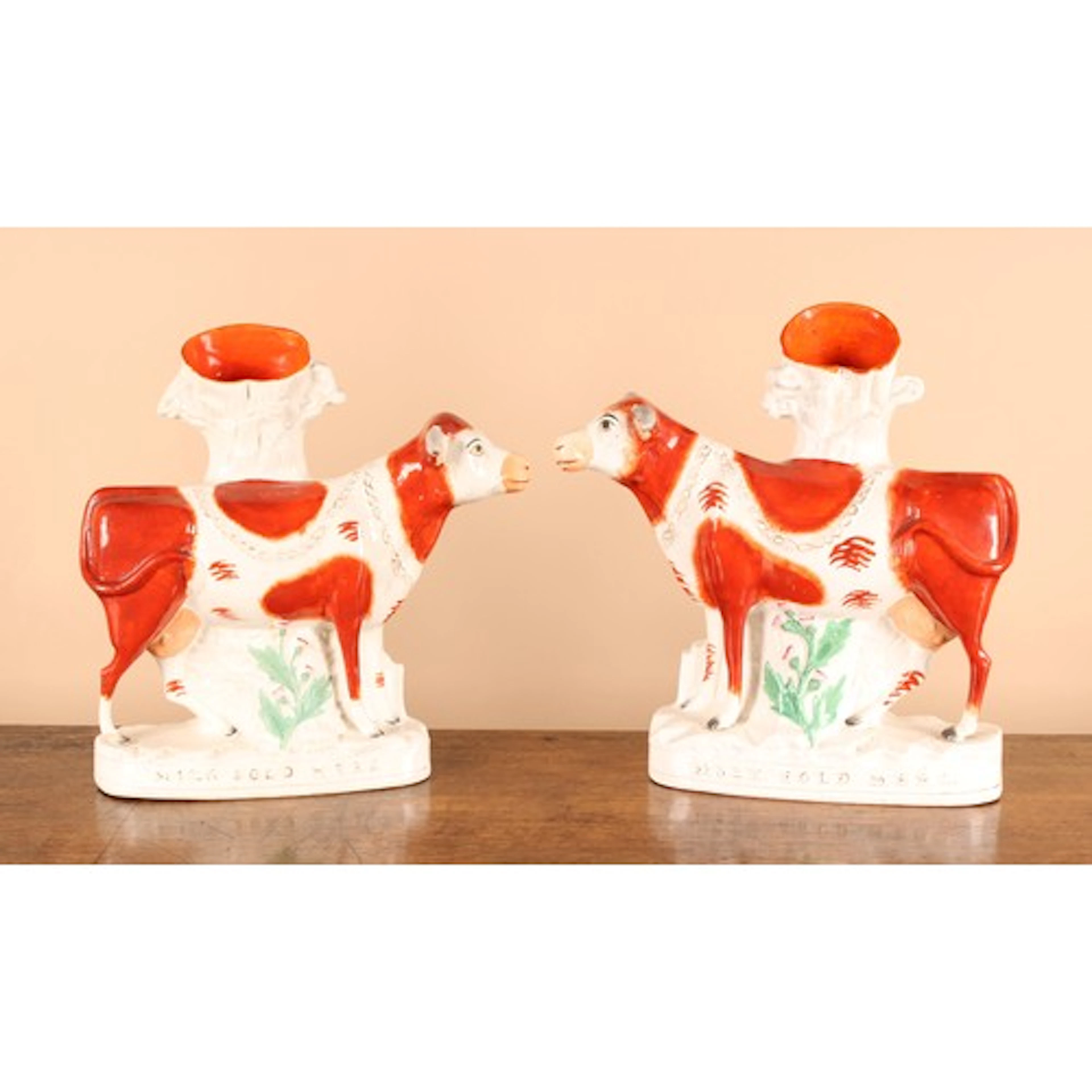 A near pair of 19th century Staffordshire flatback advertisi...