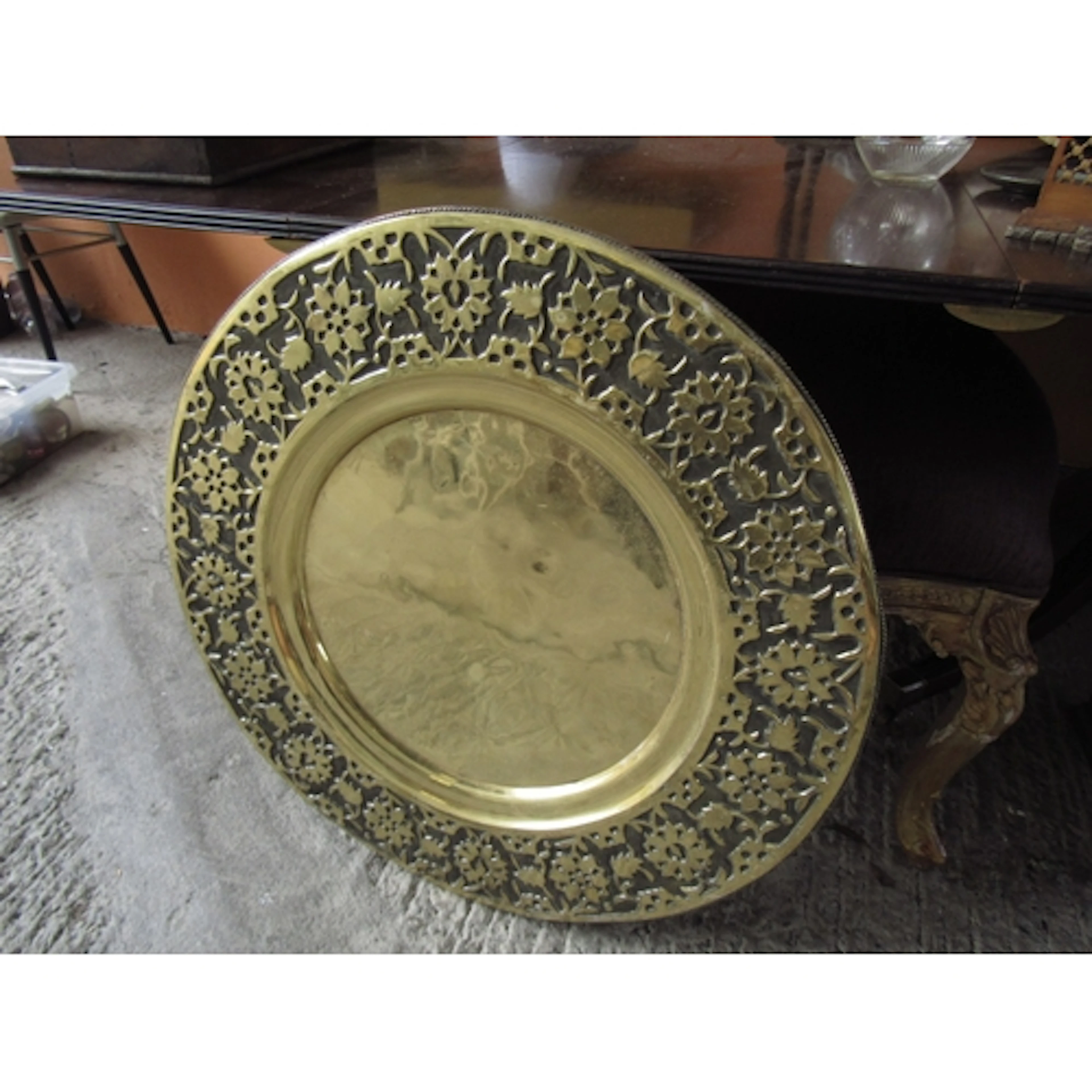 Large Cast Brass Circular Form Charger Approximately 32 Inch...