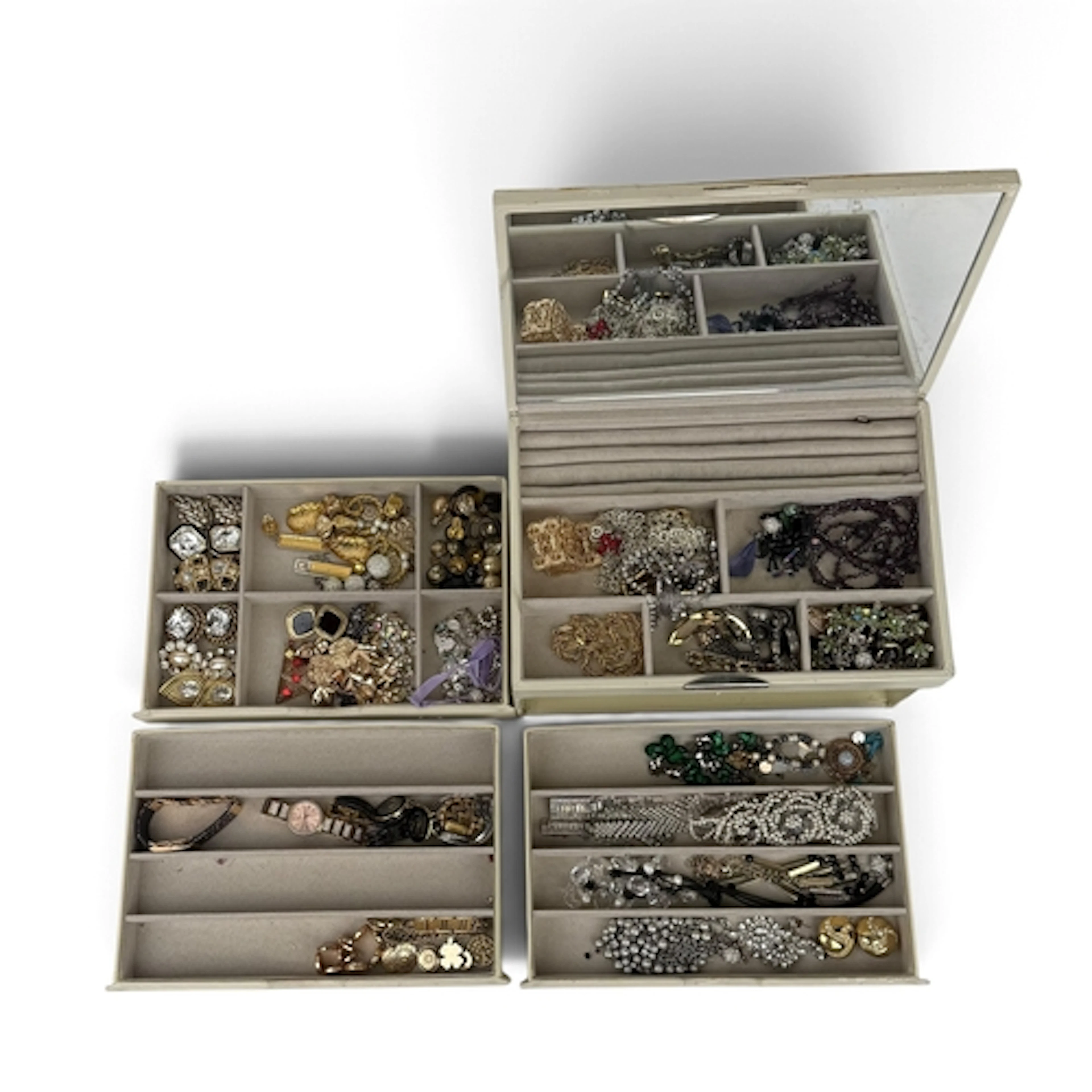A LARGE COLLECTION OF MODERN COSTUME JEWELLERY AND WRIST WAT...