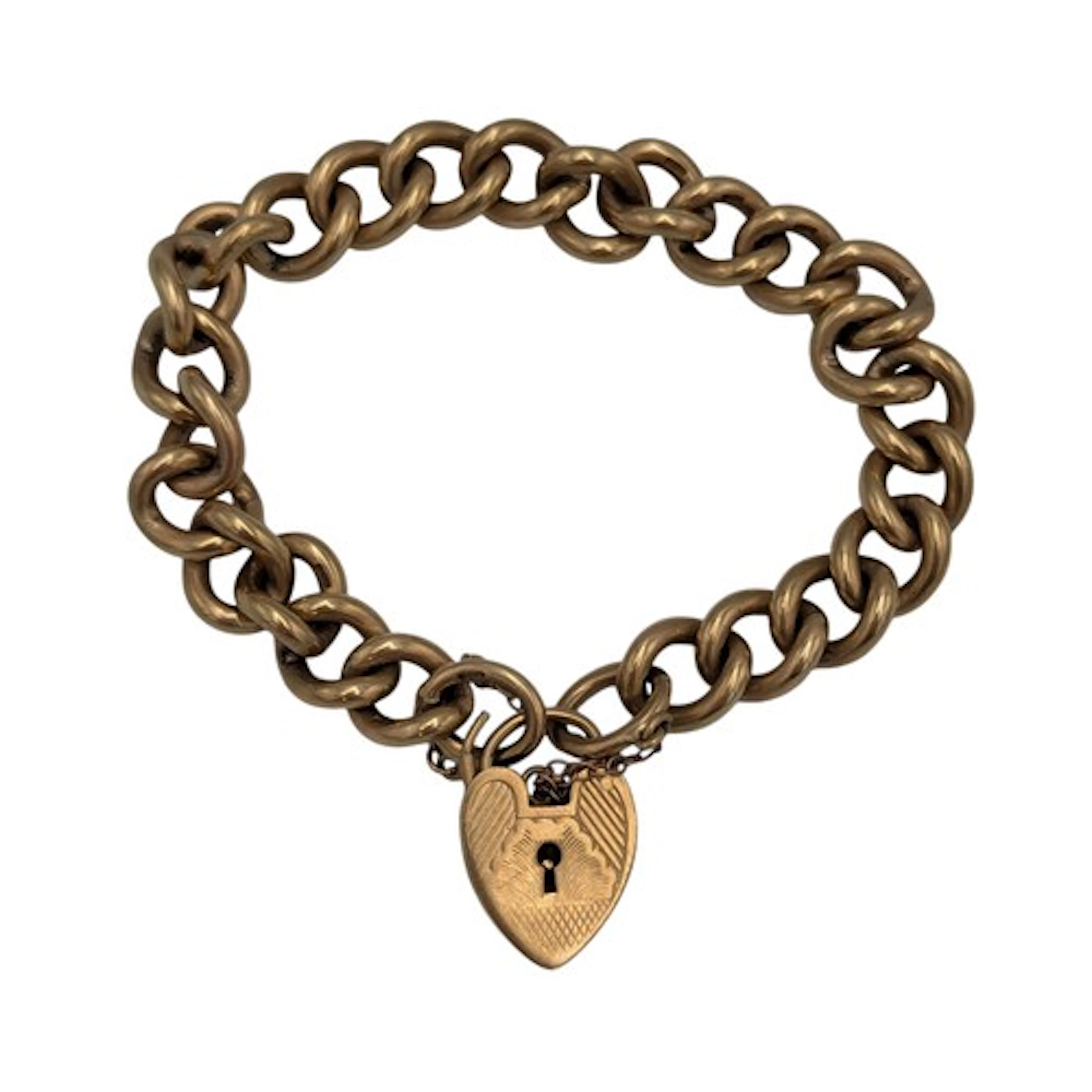 A 9ct gold curb link bracelet, padlock clasp, 38.3g