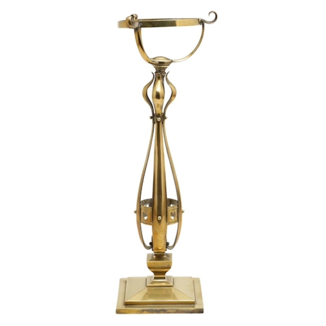 AN ART NOUVEAU BRASS OIL LAMP BASE - ATTRIBUTED TO W A S BEN...