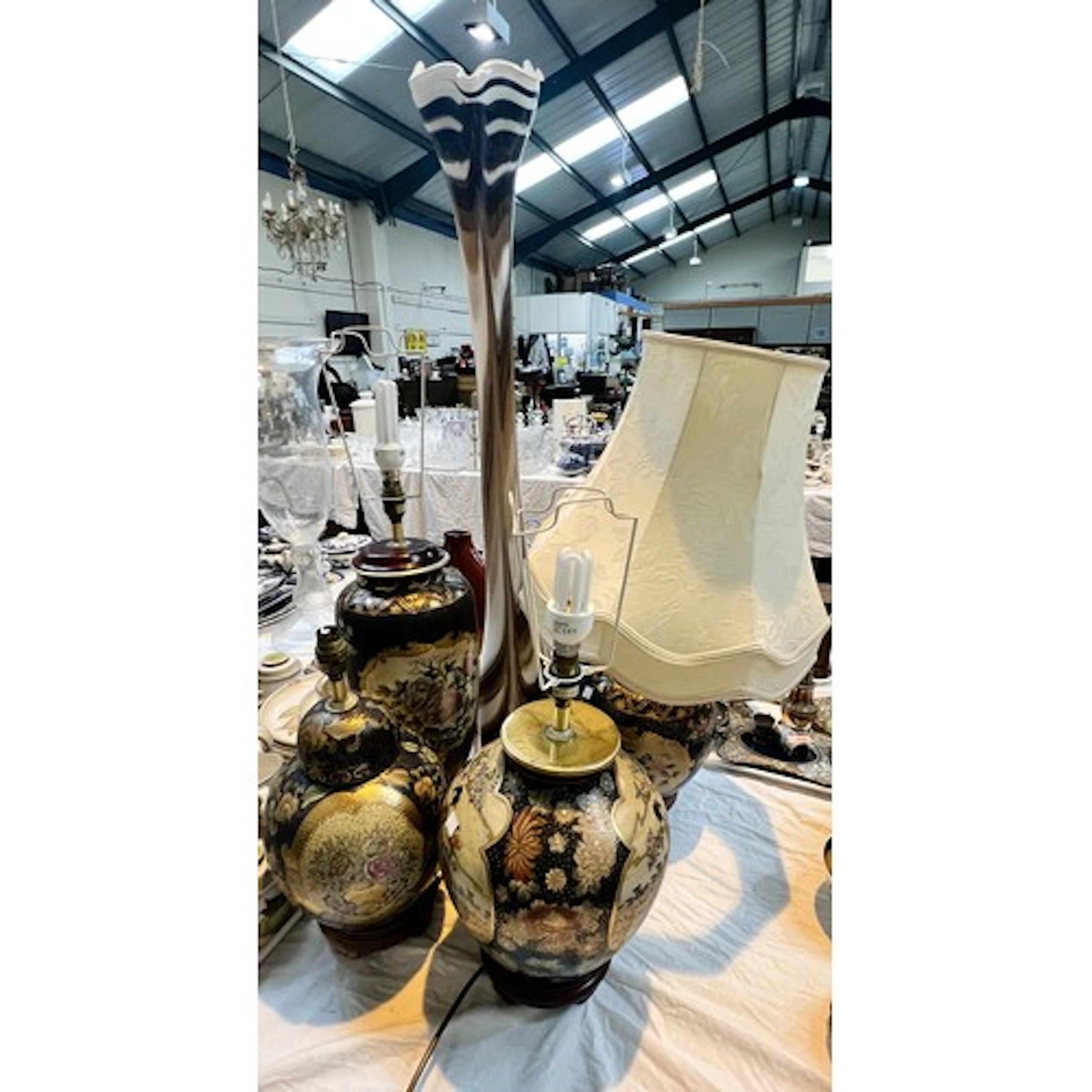 Murano style floor standing vase, 102cm height, four Japanes...