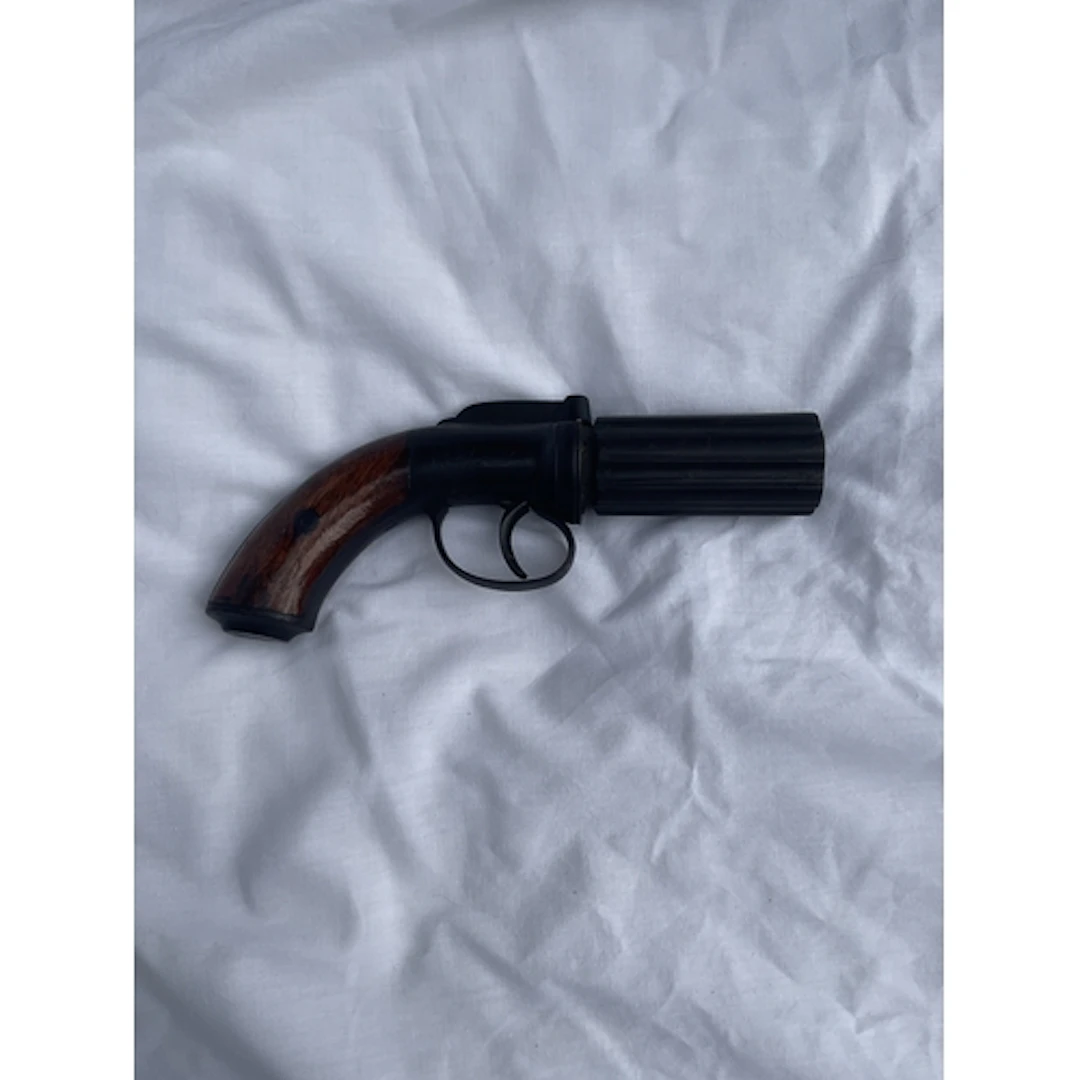 1880 six shot pepperpot percussion pistol, makers mark indis...