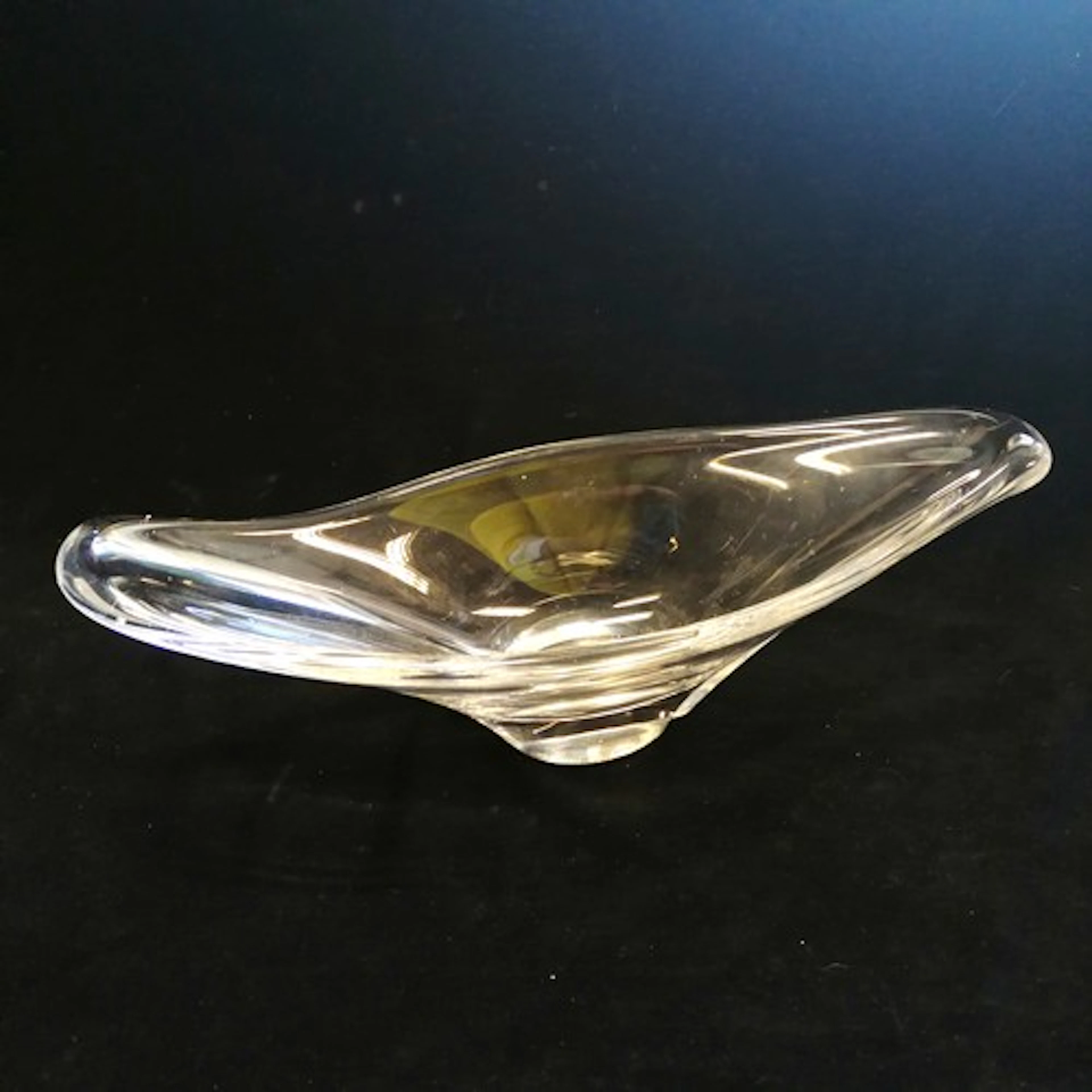 Daum (France) art glass bowl signed - 29.3cm long x 8.7cm hi...
