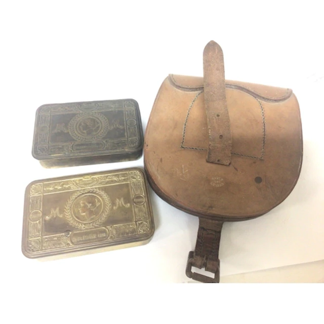 Two I world war Christmas tins and a military cavalry ...